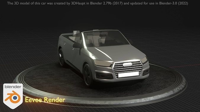 City Car 71 SUV Cabrio Open Type-B Silver Low-poly 3D model