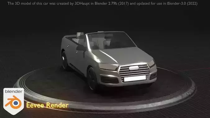 City Car 71 SUV Cabrio Open Type-B Silver Low-poly 3D model