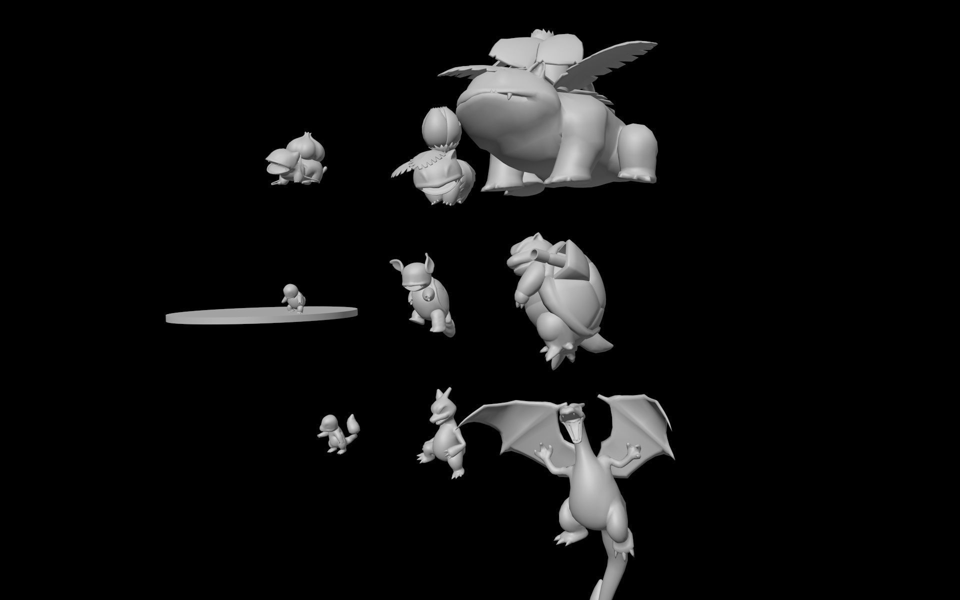 Original starter pokemons with their evolutions 3D print model_8