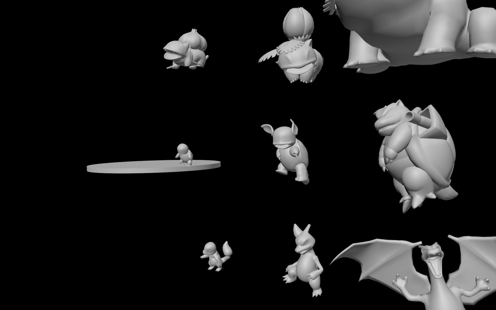 Original starter pokemons with their evolutions 3D print model_9