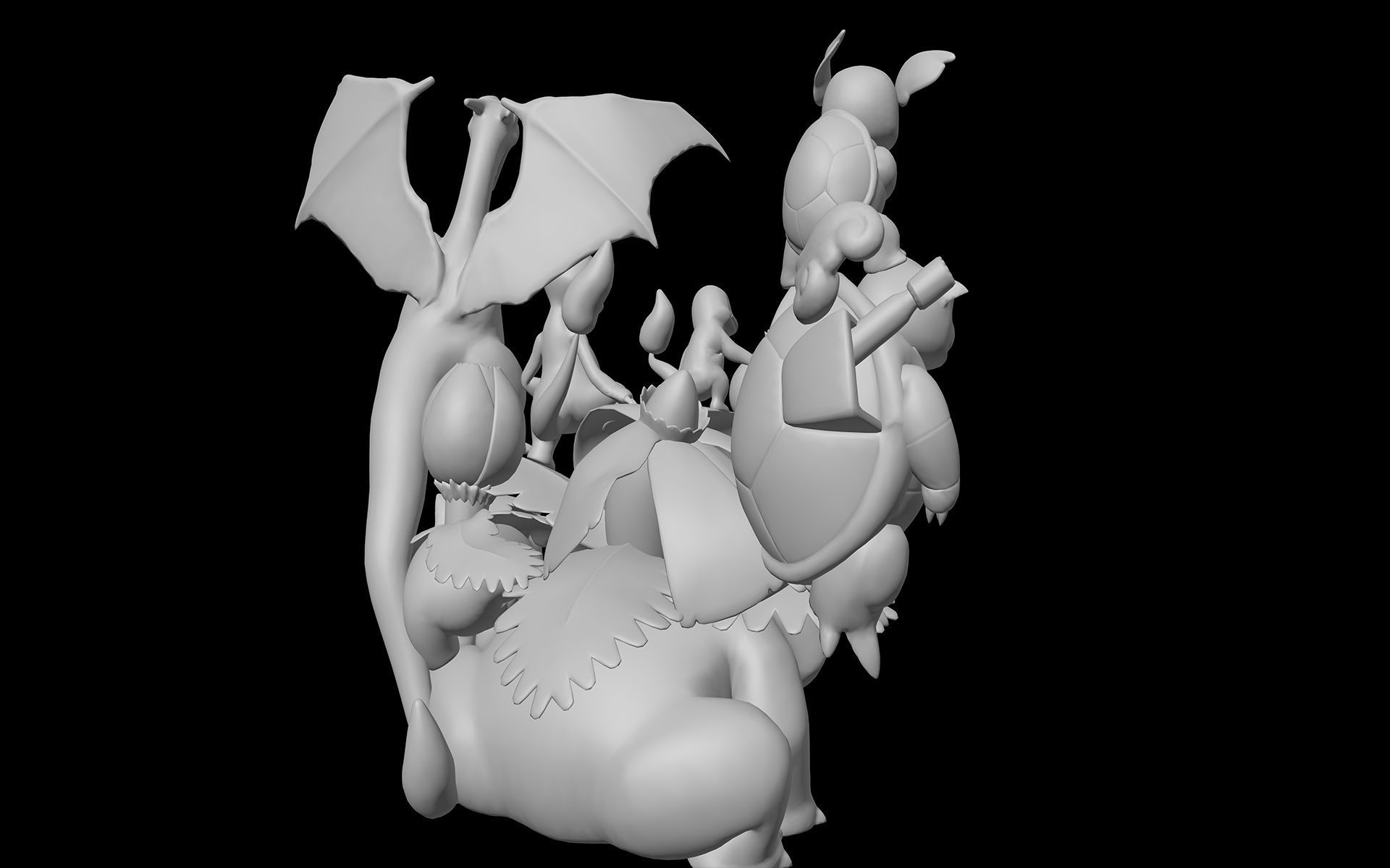 Original starter pokemons with their evolutions 3D print model_4