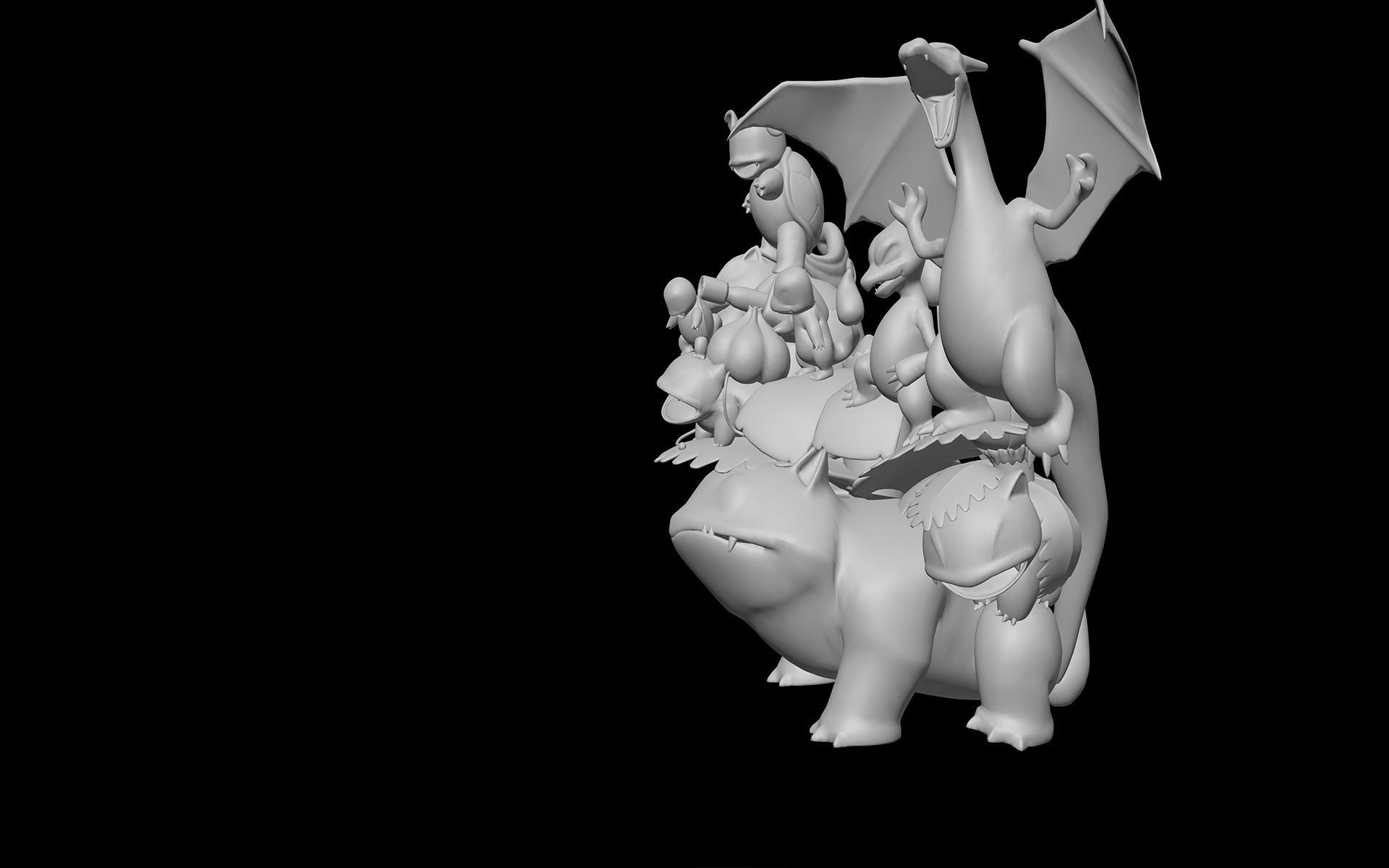 Original starter pokemons with their evolutions 3D print model_5