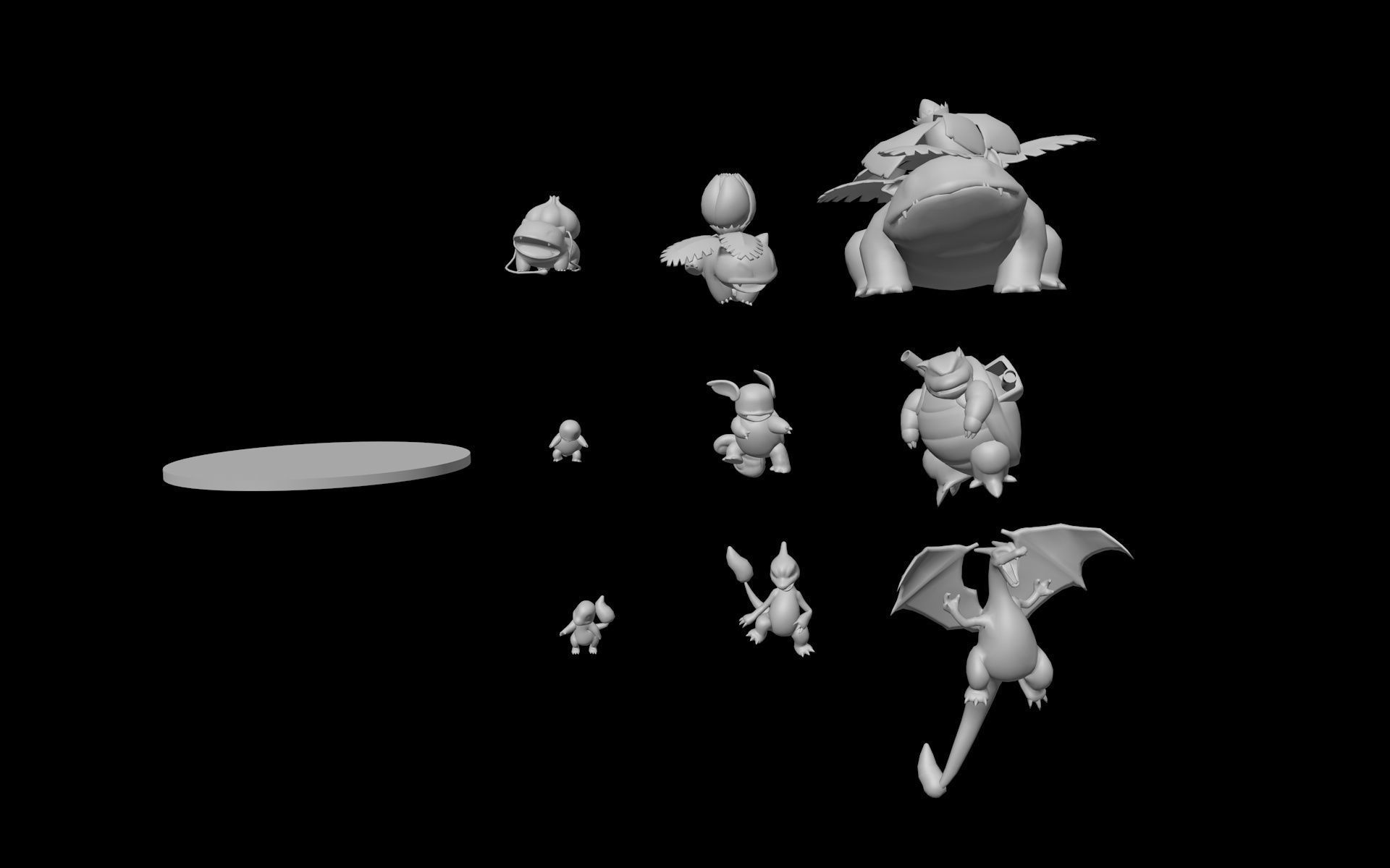 Original starter pokemons with their evolutions 3D print model_11