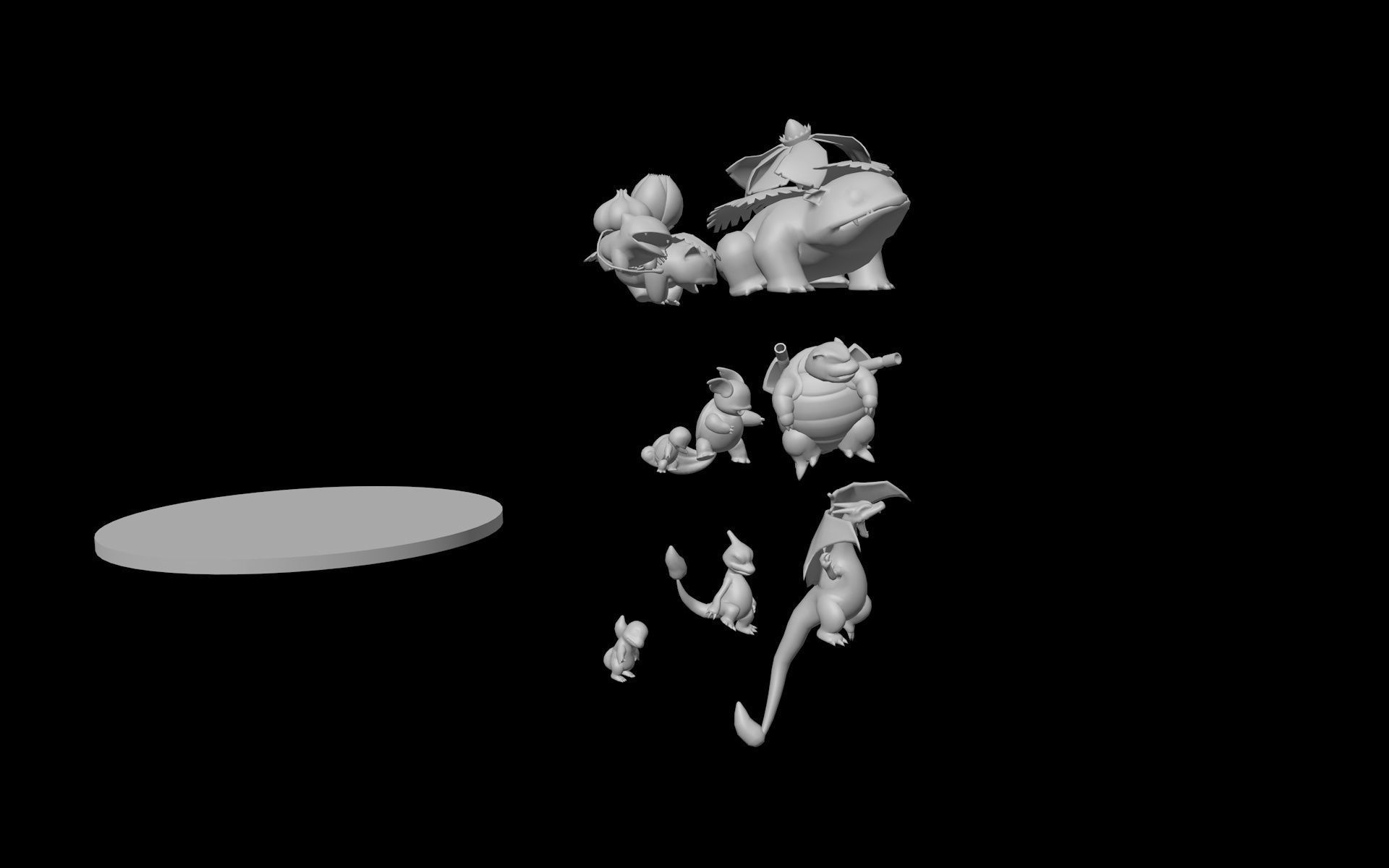 Original starter pokemons with their evolutions 3D print model_6