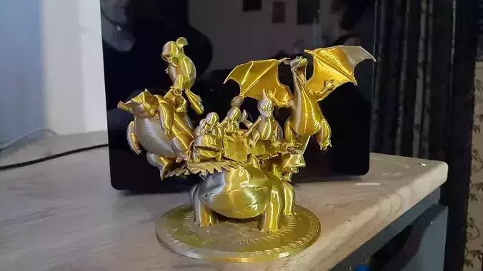 Original starter pokemons with their evolutions 3D print model Original starter pokemons with their evolutions 3D print model