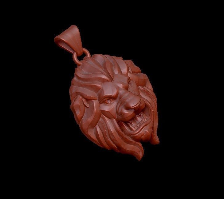lion pendant 3D print model_3