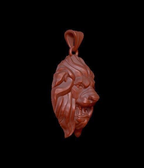 lion pendant 3D print model_4