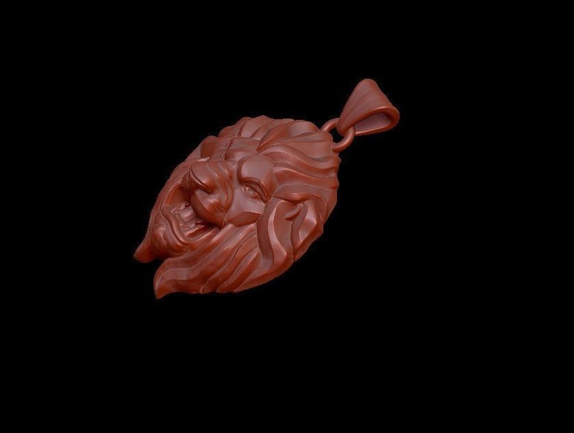 lion pendant 3D print model_2