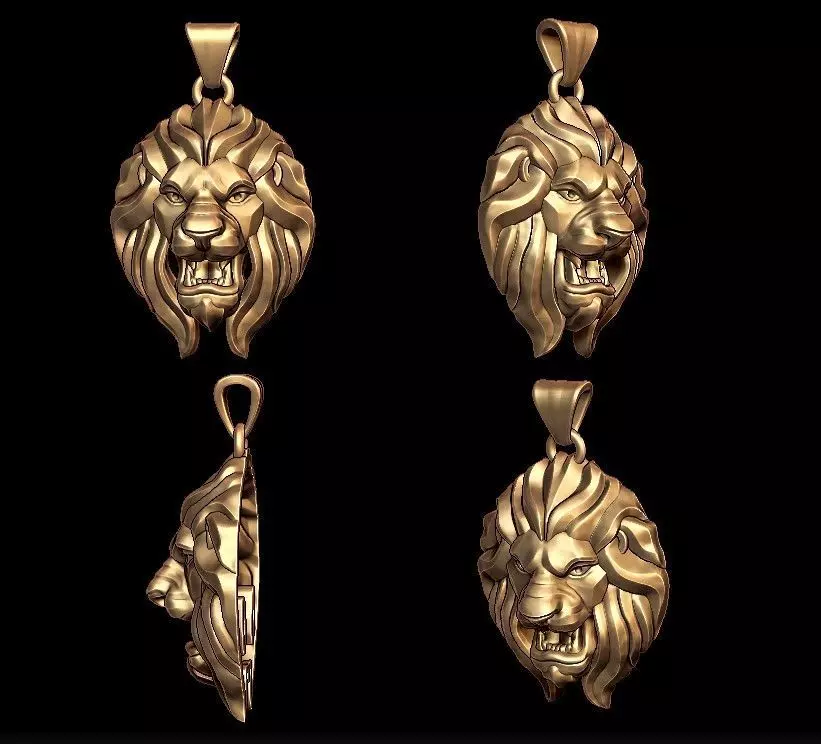 lion pendant 3D print model_0
