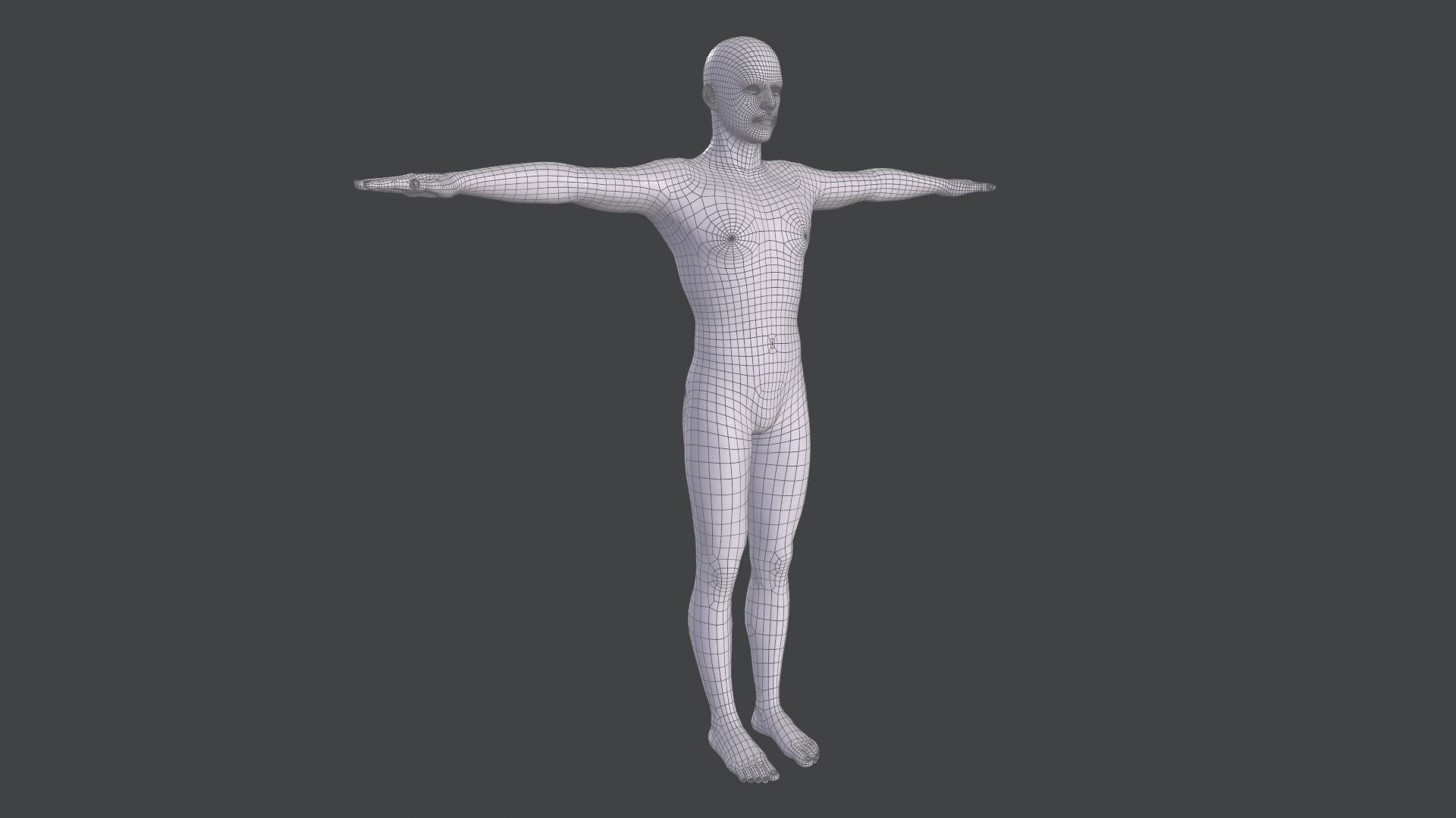 Male Base Mesh Low-poly 3D model_7