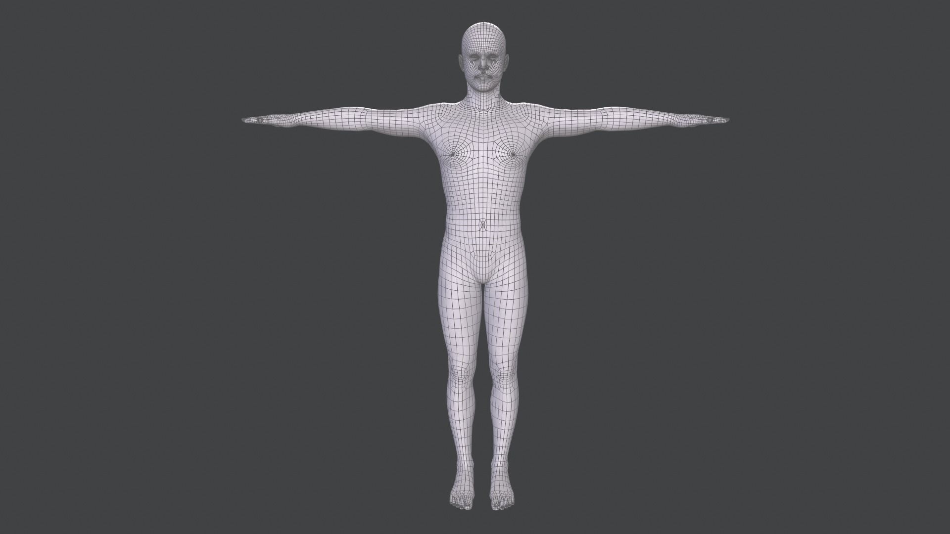 Male Base Mesh Low-poly 3D model_6