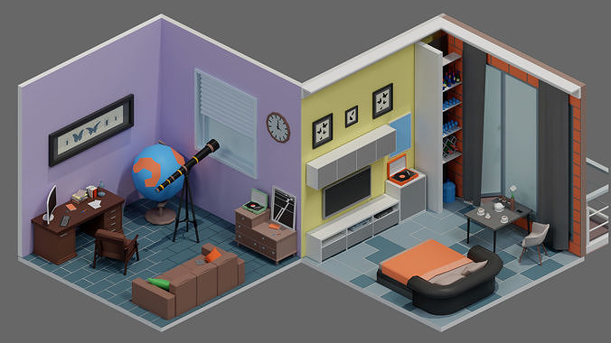 room 6 Low-poly 3D model