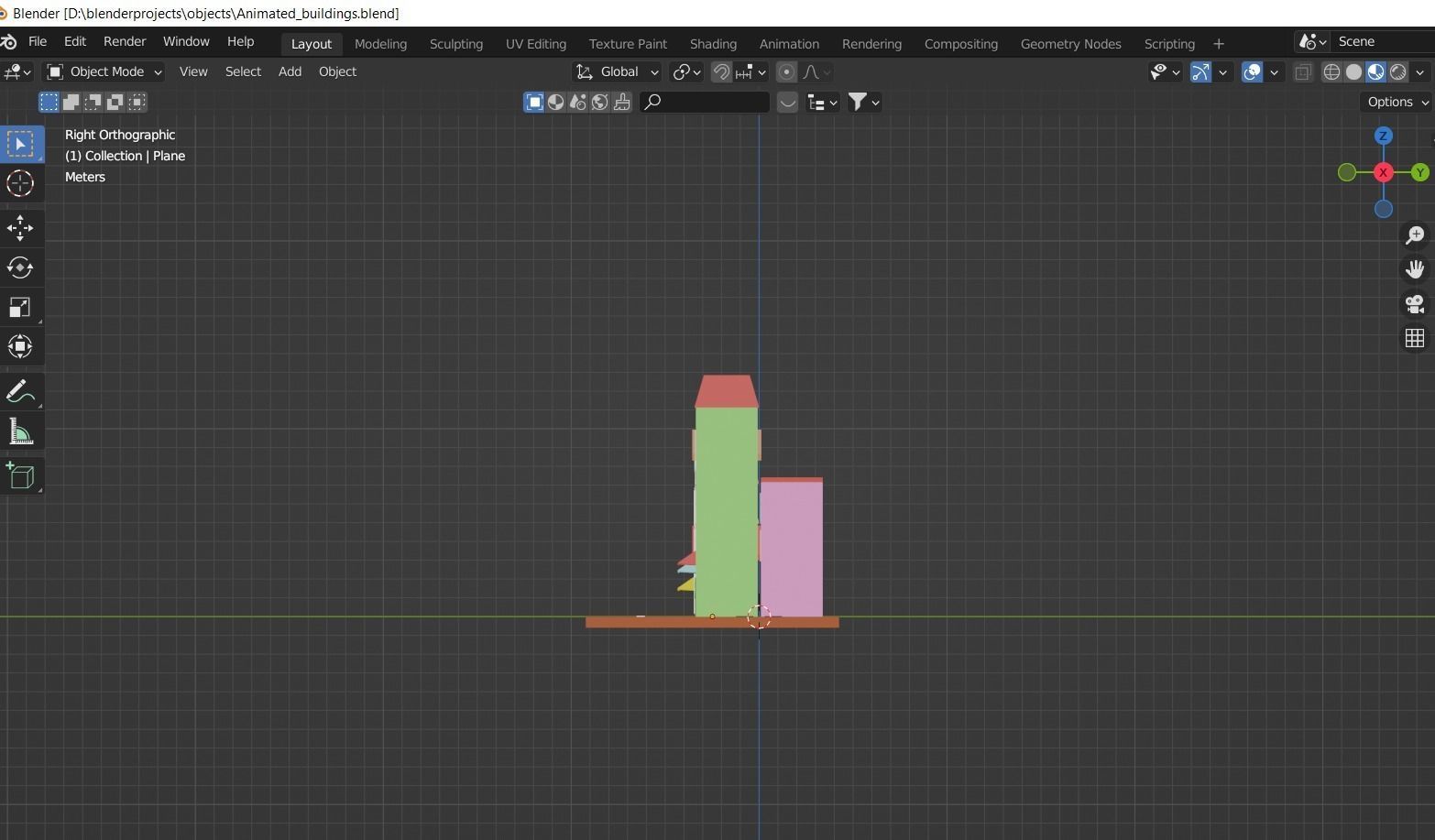 Cartoon buildings street low poly Low-poly 3D model_4