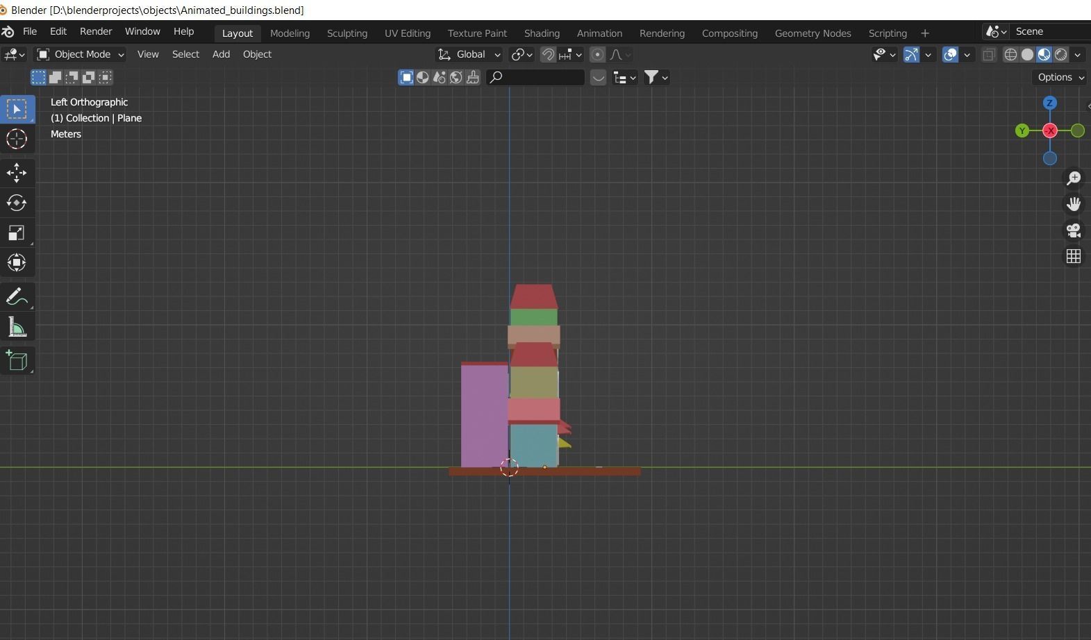 Cartoon buildings street low poly Low-poly 3D model_5