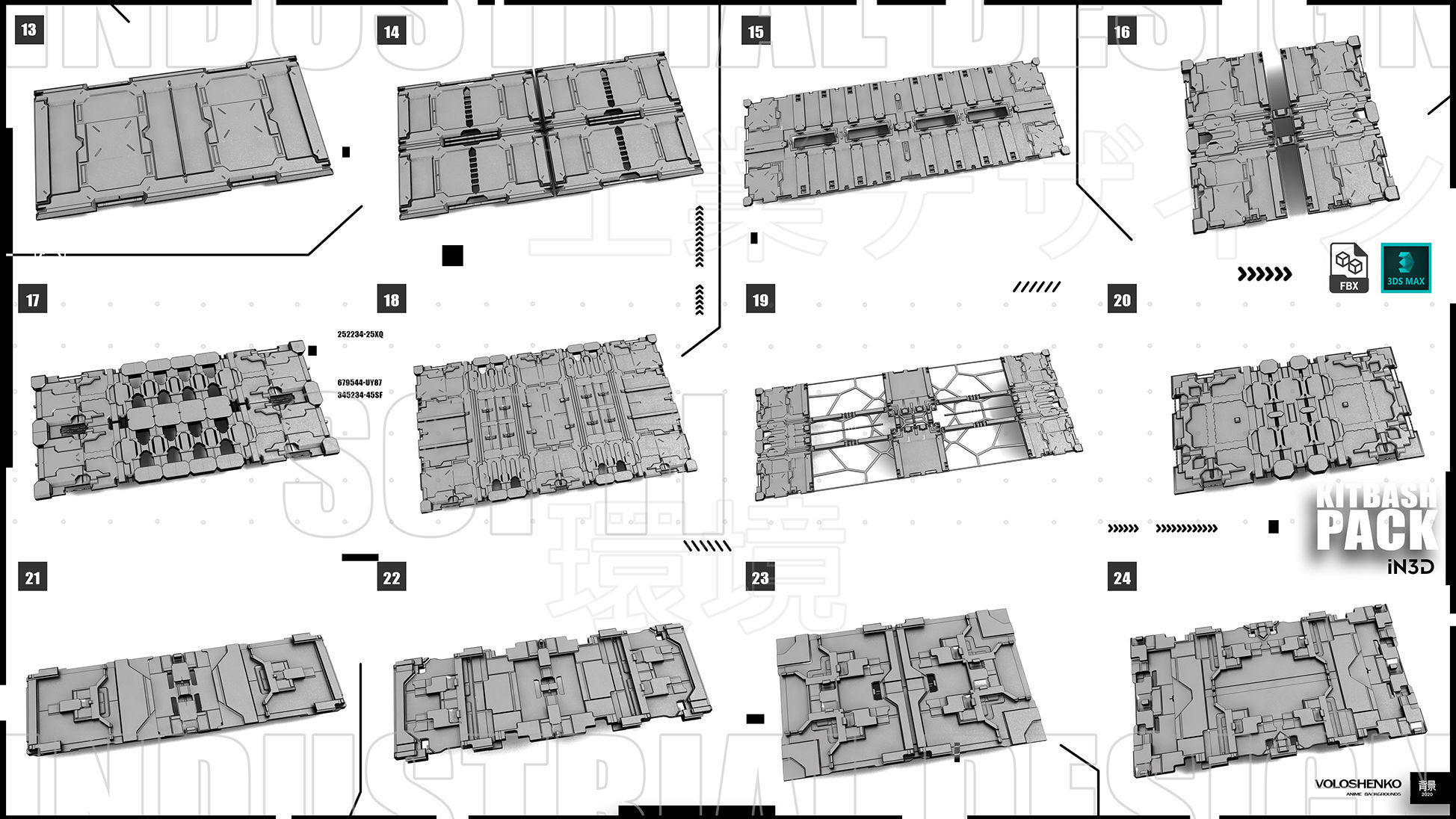 KITBASH PACK SCI-FI WALLS Vol5 3D model_2