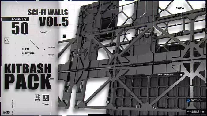 KITBASH PACK SCI-FI WALLS Vol5 3D model