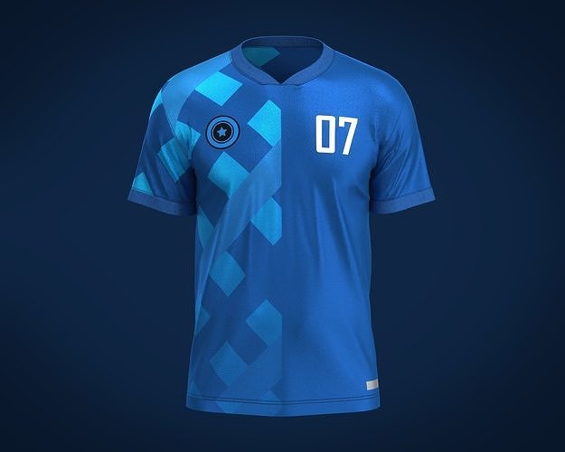 Soccer Blue Jersey Player-07 3D model