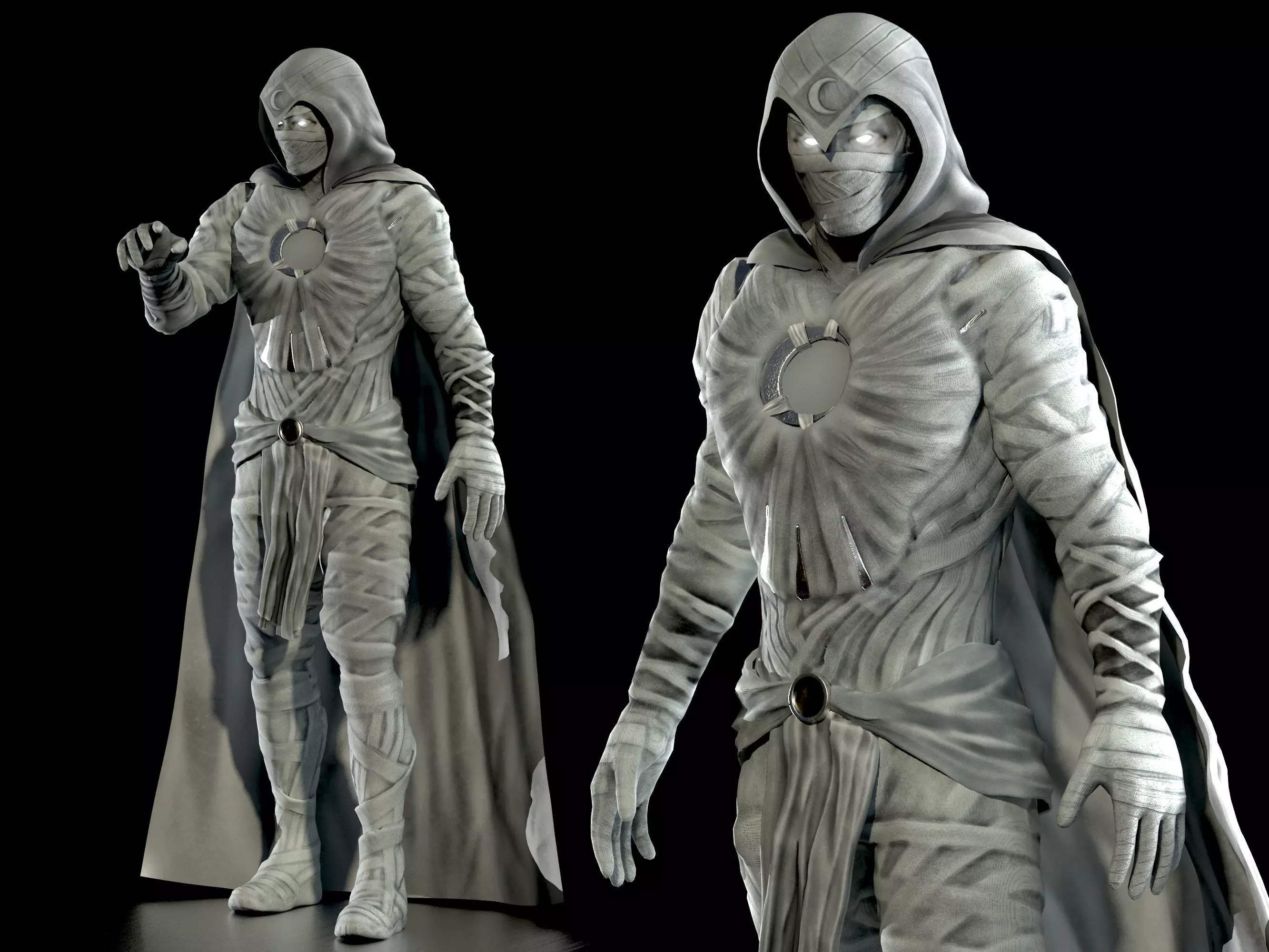 Moon Knight  Low-poly 3D model_0