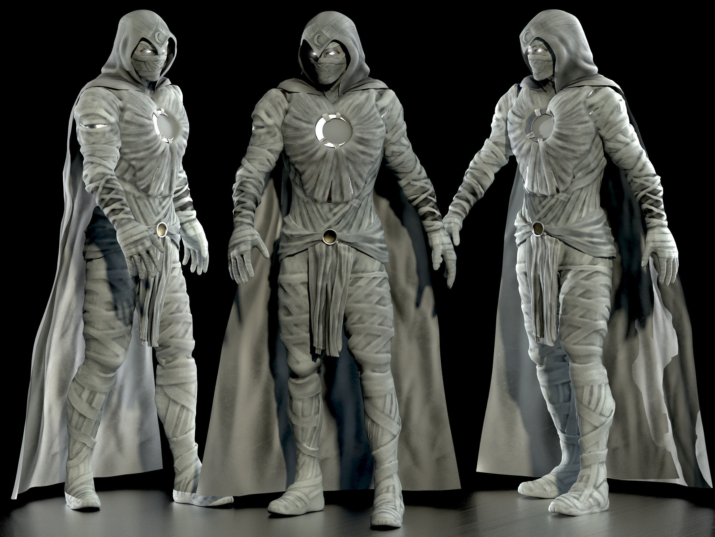 Moon Knight  Low-poly 3D model_1