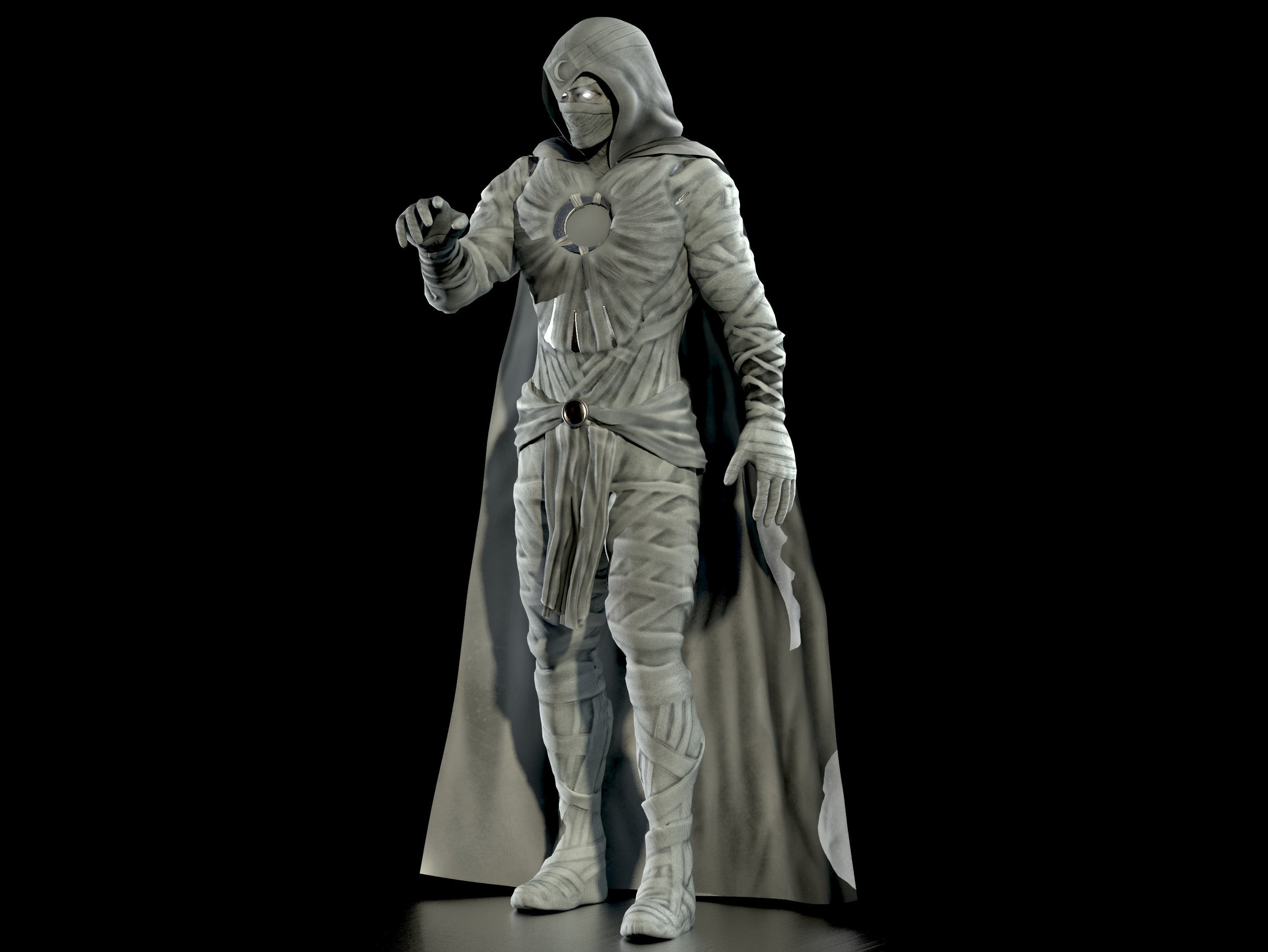 Moon Knight  Low-poly 3D model_4