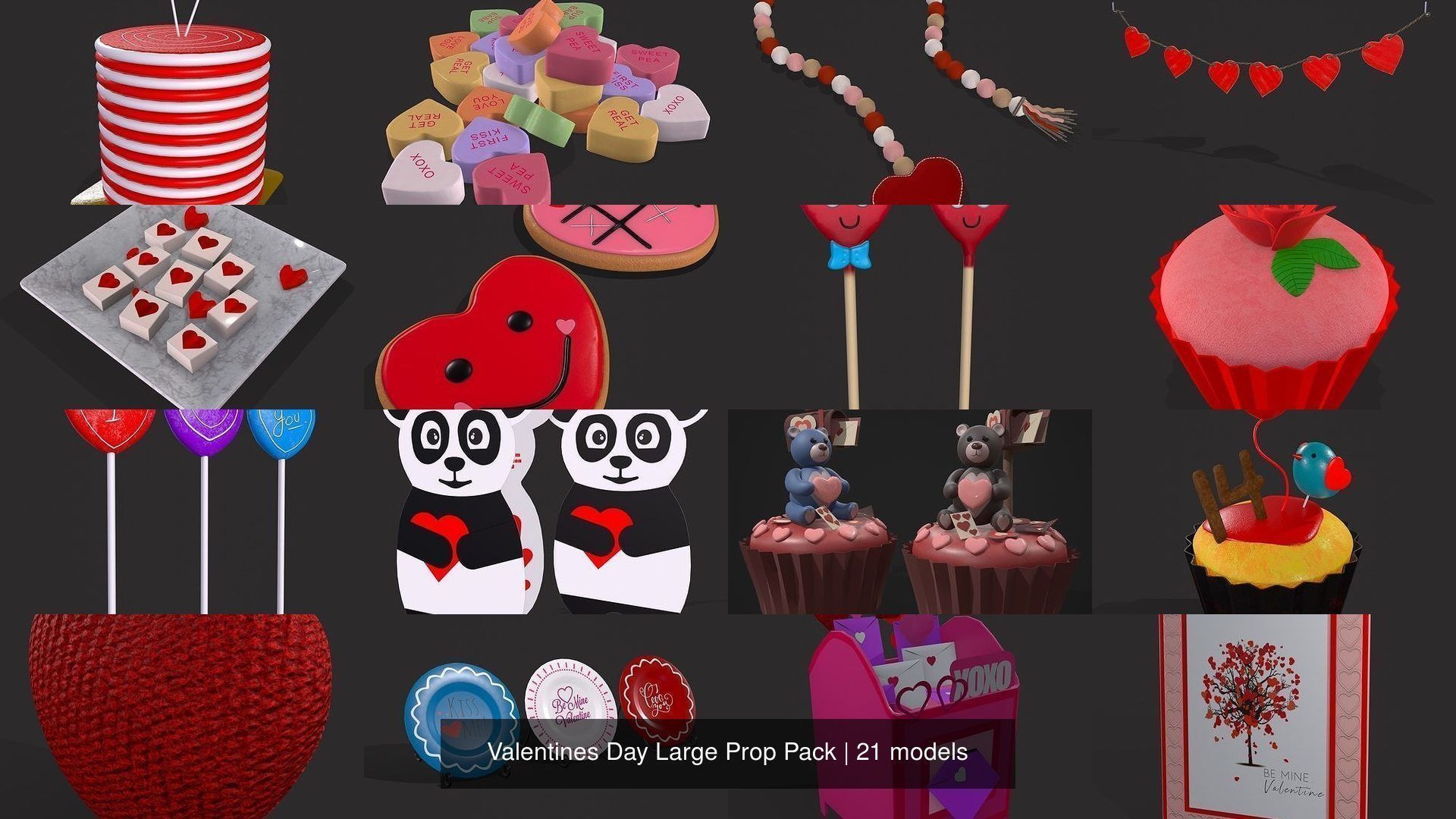 Valentines Day Large Prop Pack 3D Model Collection_2