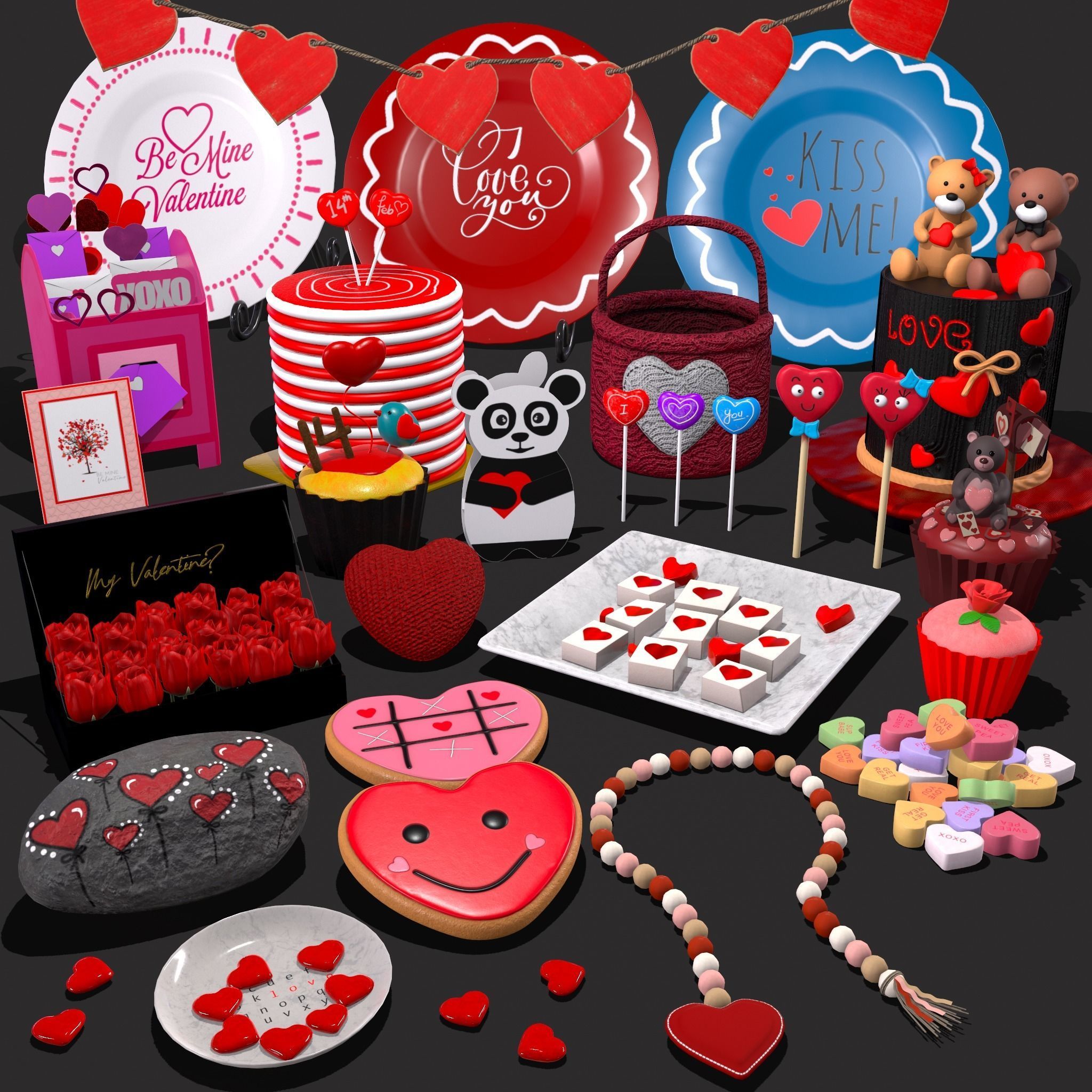 Valentines Day Large Prop Pack 3D Model Collection_4