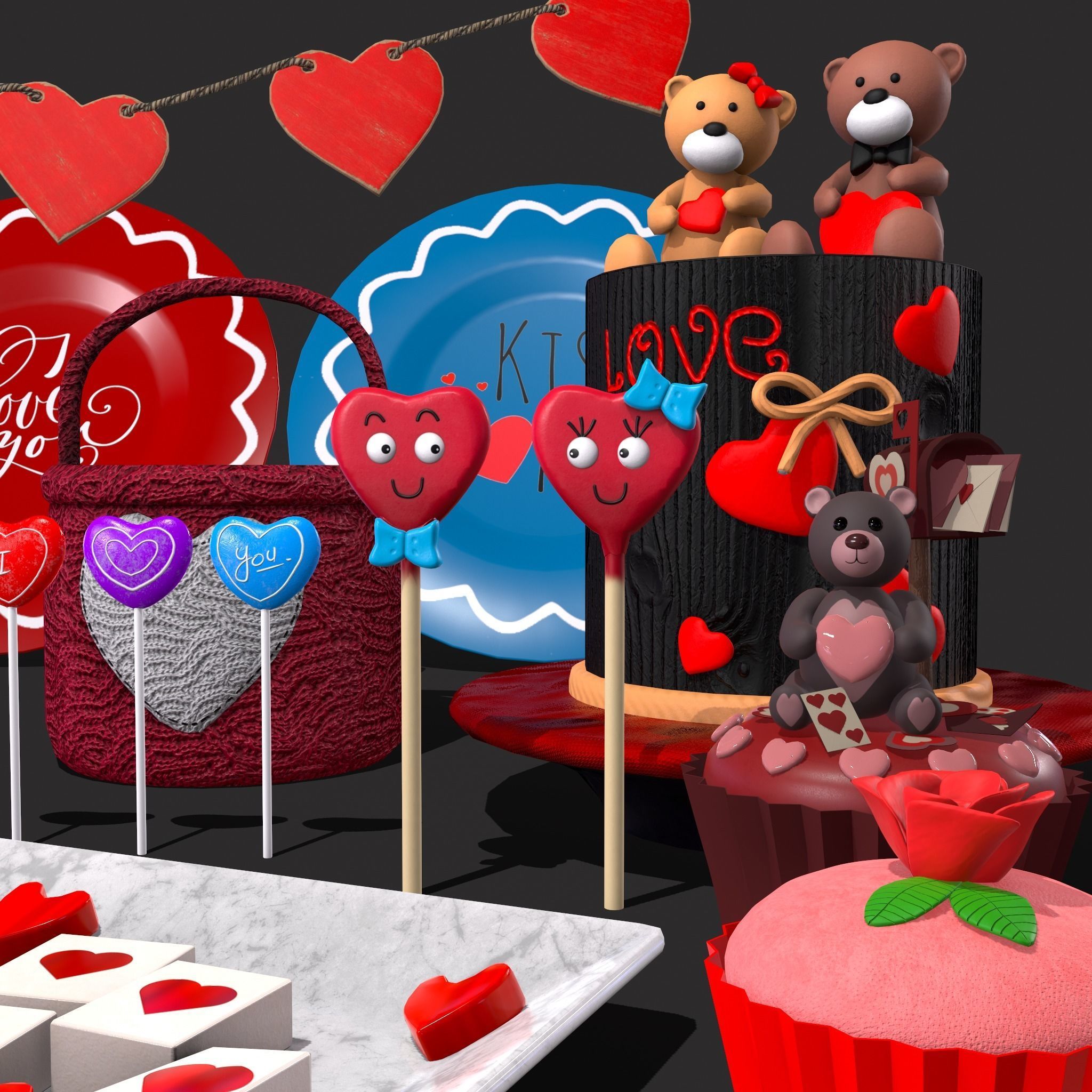 Valentines Day Large Prop Pack 3D Model Collection_33