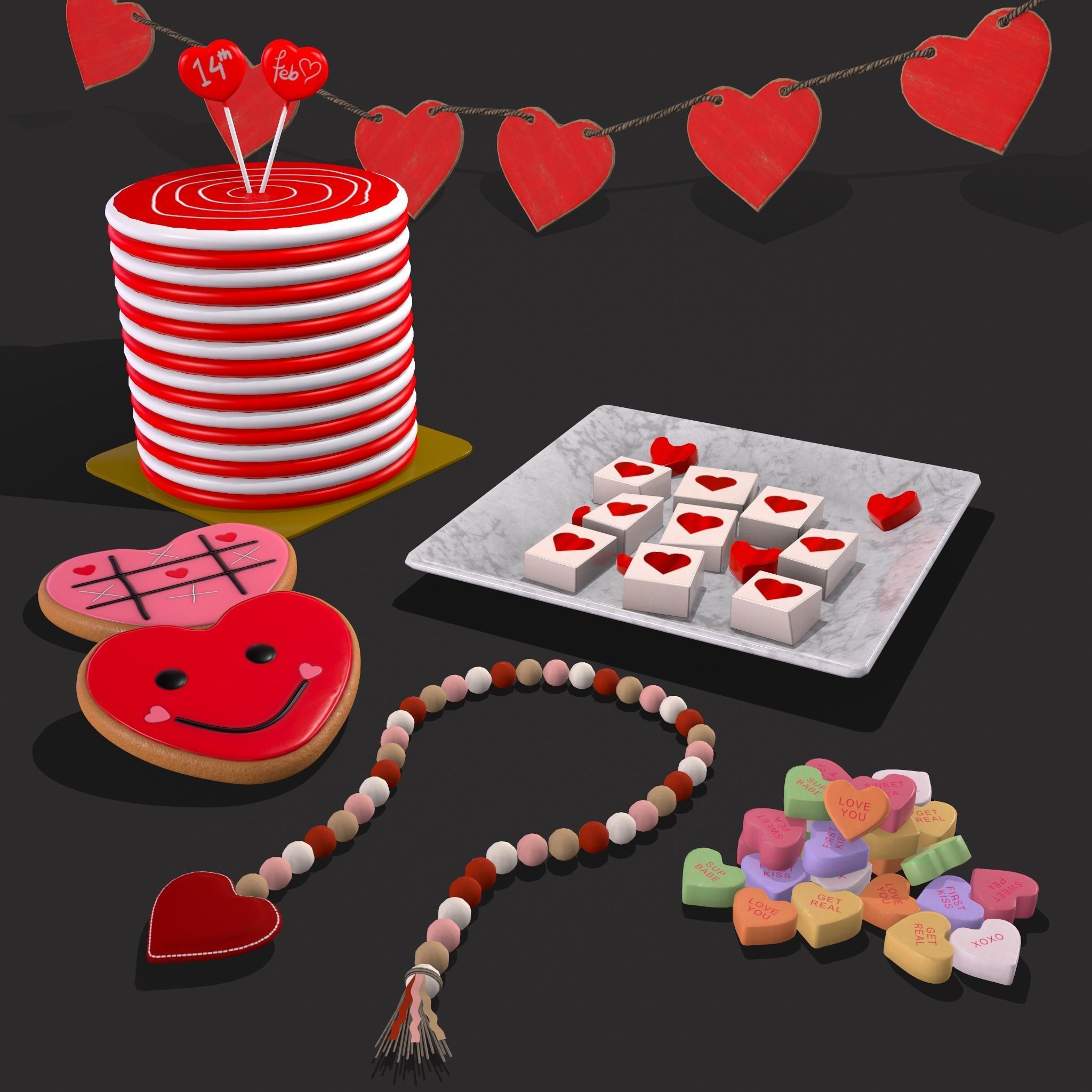 Valentines Day Large Prop Pack 3D Model Collection_25