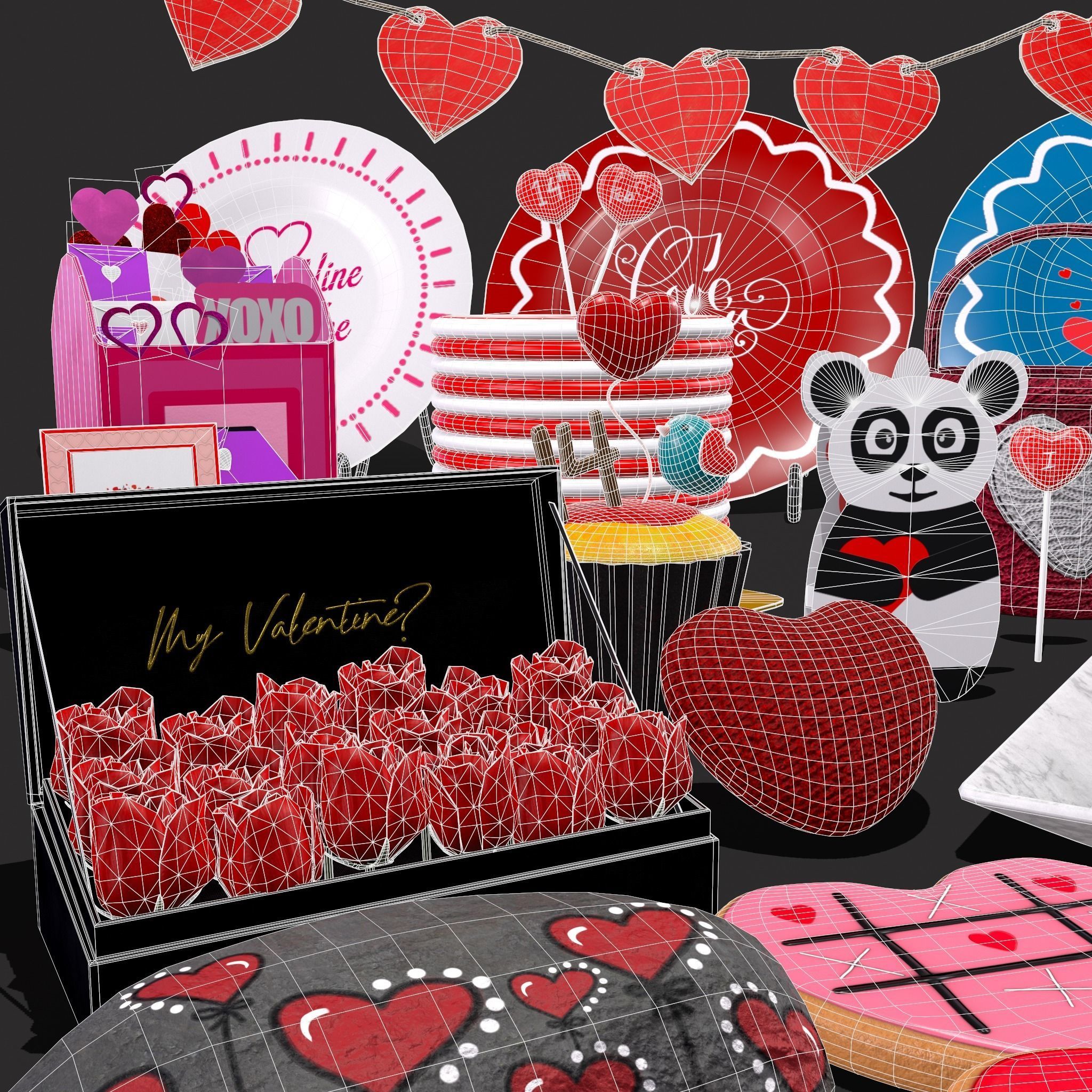 Valentines Day Large Prop Pack 3D Model Collection_16