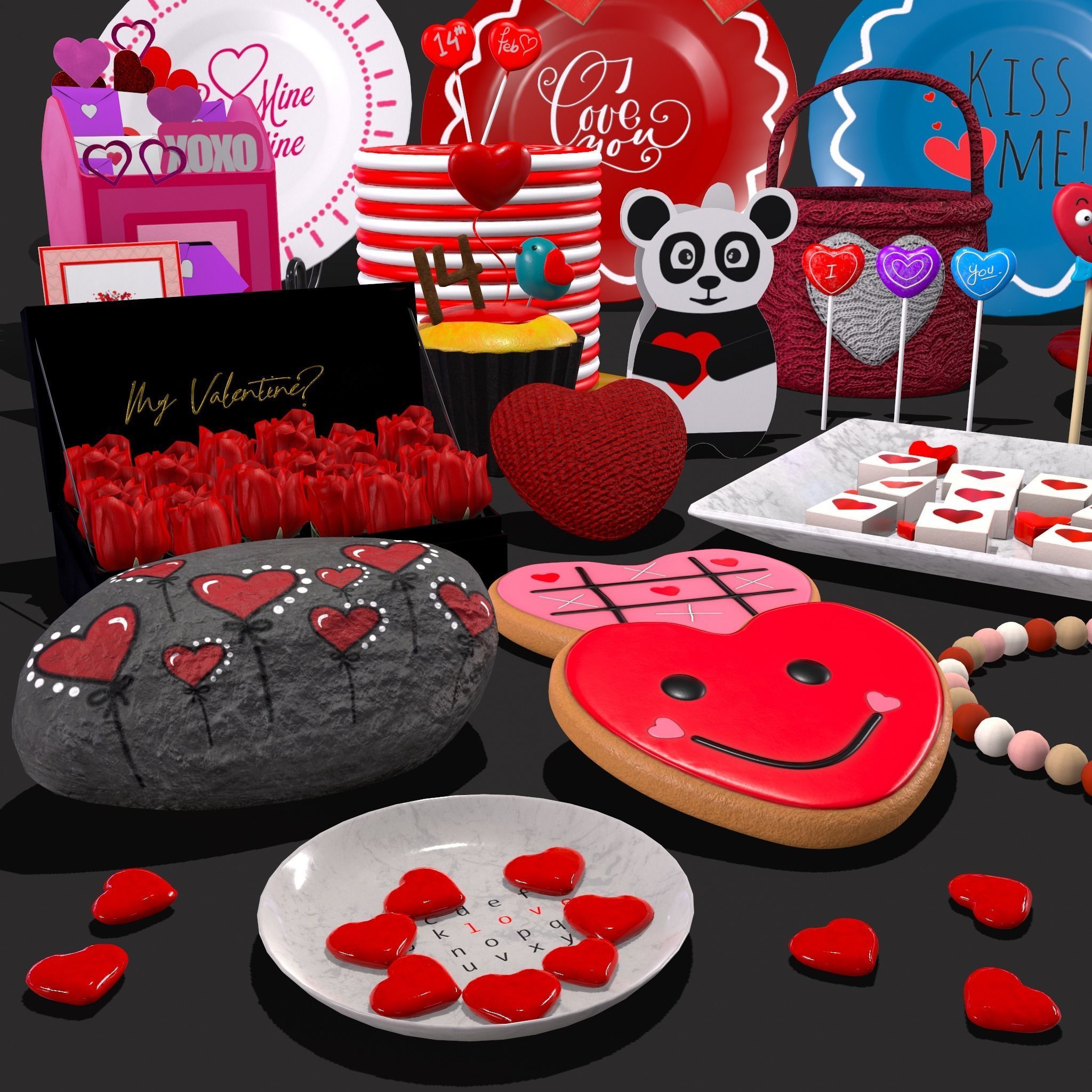 Valentines Day Large Prop Pack 3D Model Collection_9