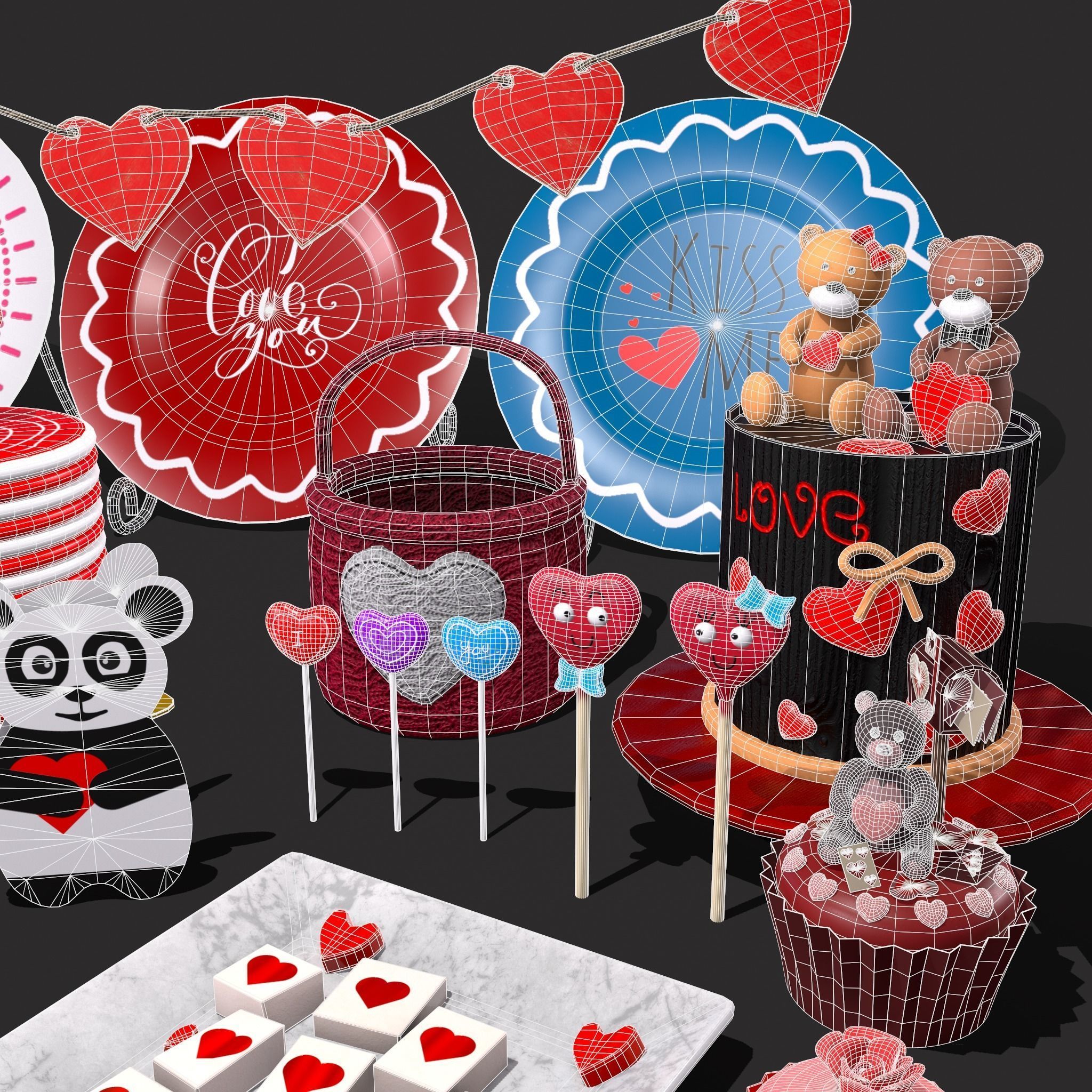 Valentines Day Large Prop Pack 3D Model Collection_14