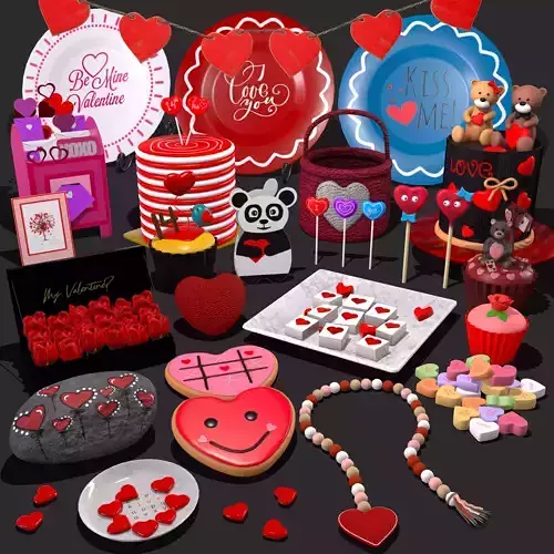 Valentines Day Large Prop Pack 3D Model Collection