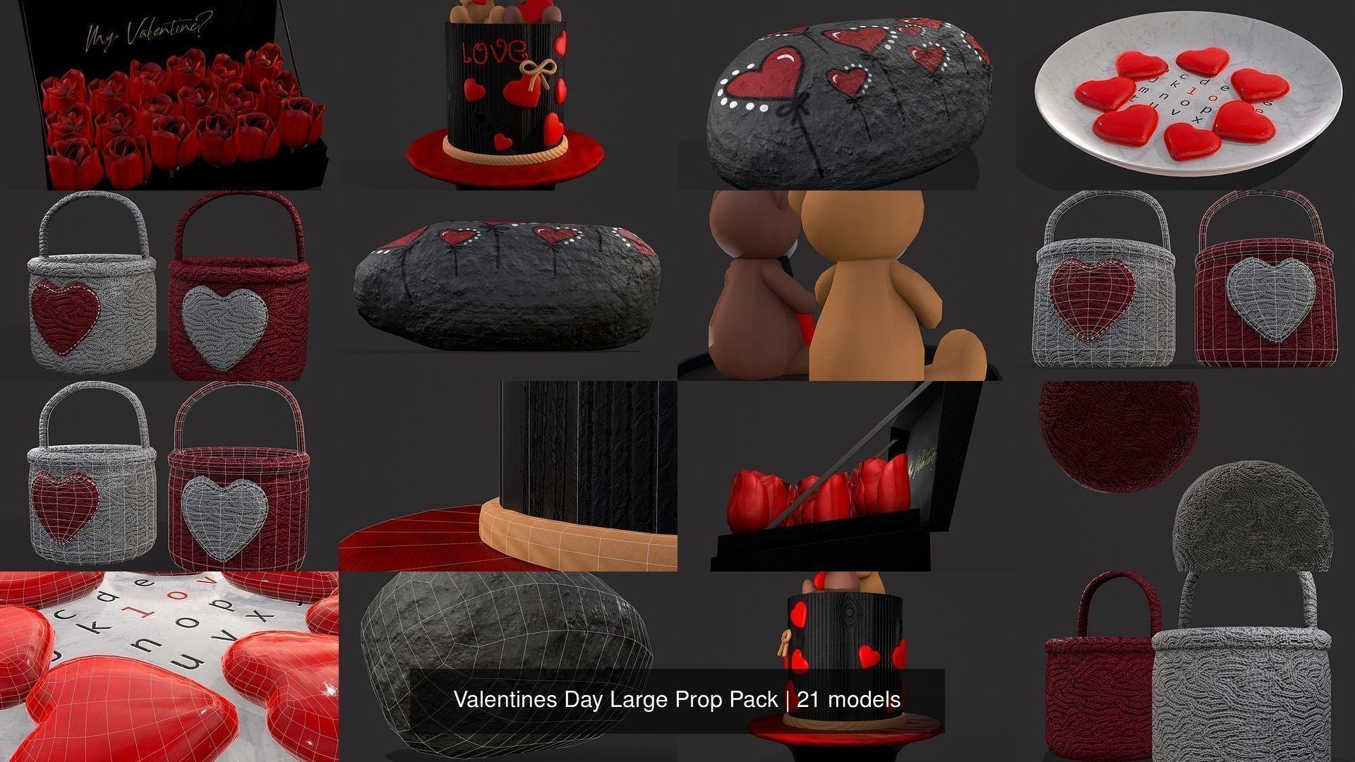 Valentines Day Large Prop Pack 3D Model Collection_3