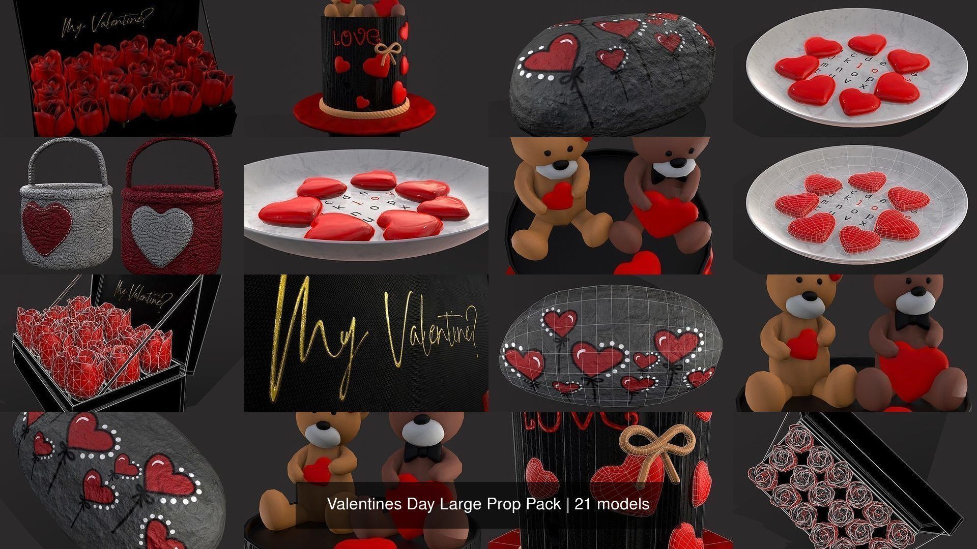 Valentines Day Large Prop Pack 3D Model Collection_5