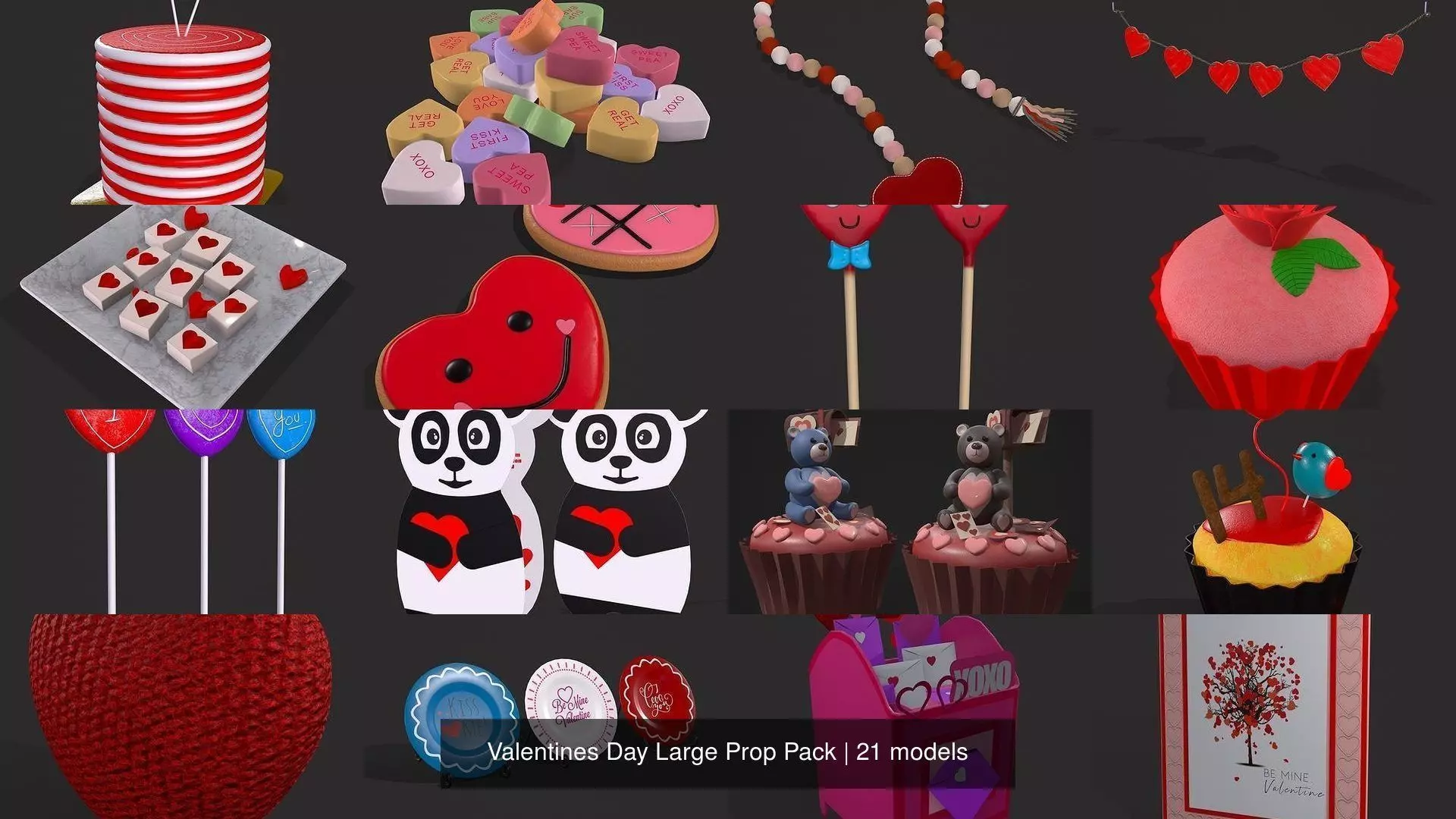 Valentines Day Large Prop Pack 3D Model Collection_1
