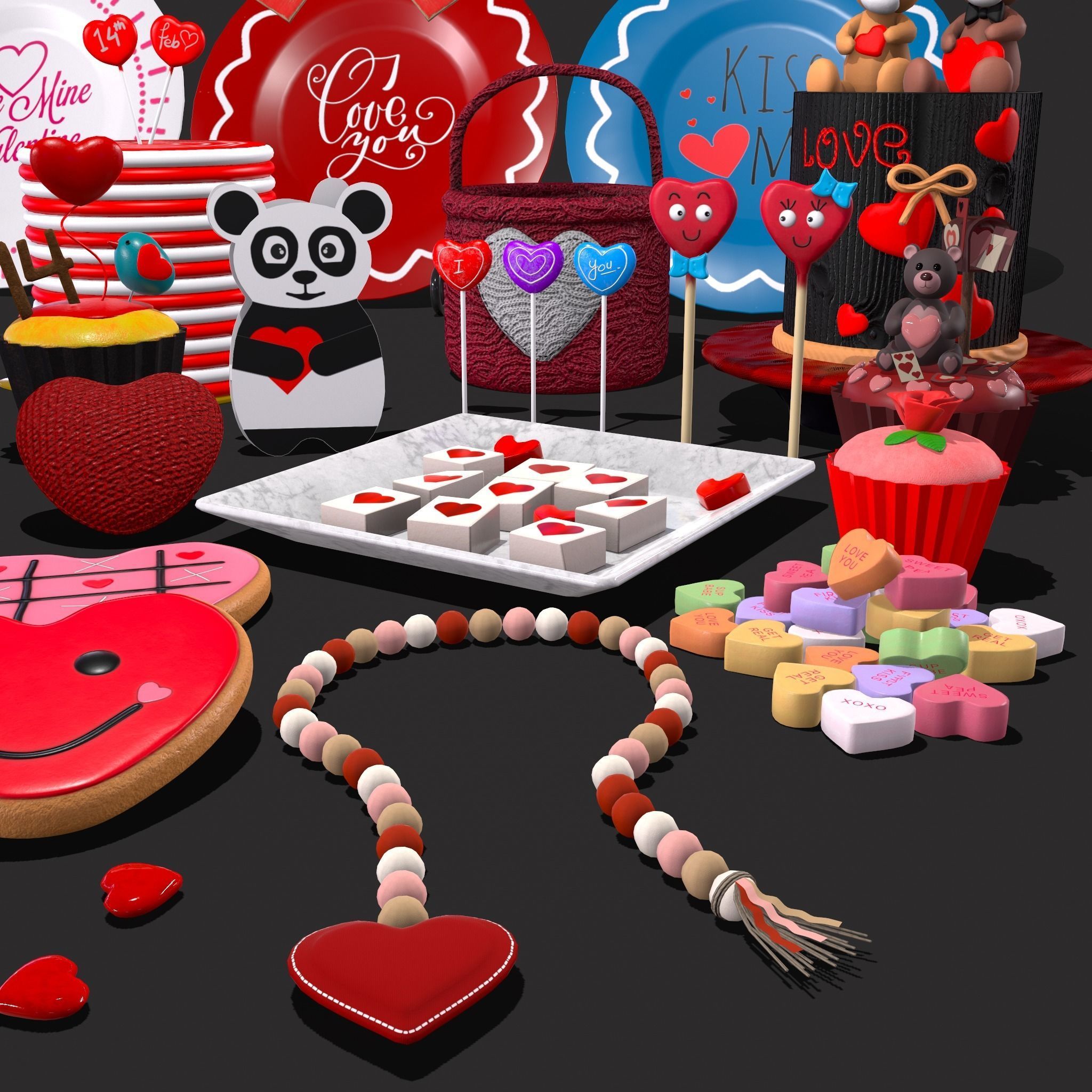 Valentines Day Large Prop Pack 3D Model Collection_11