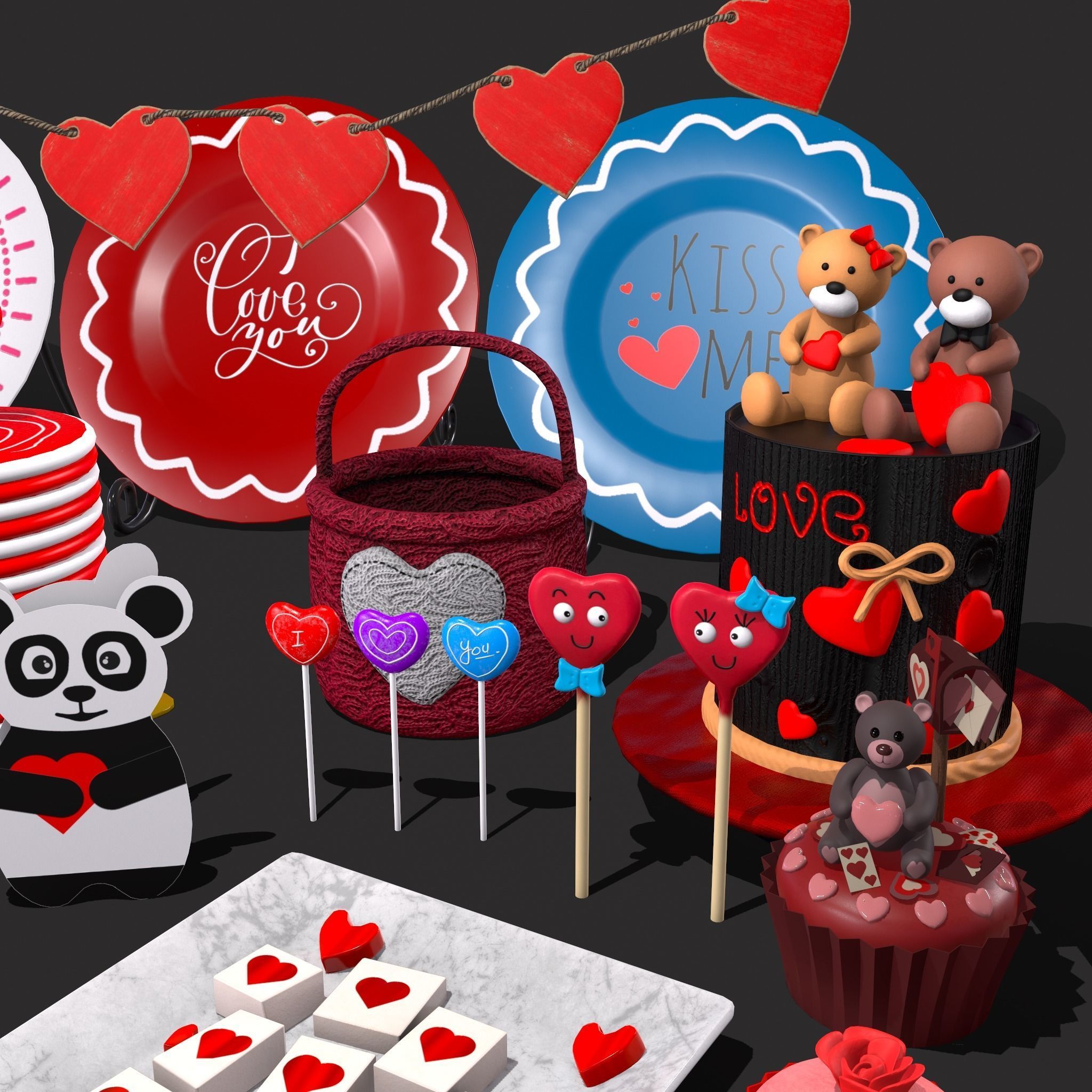 Valentines Day Large Prop Pack 3D Model Collection_13