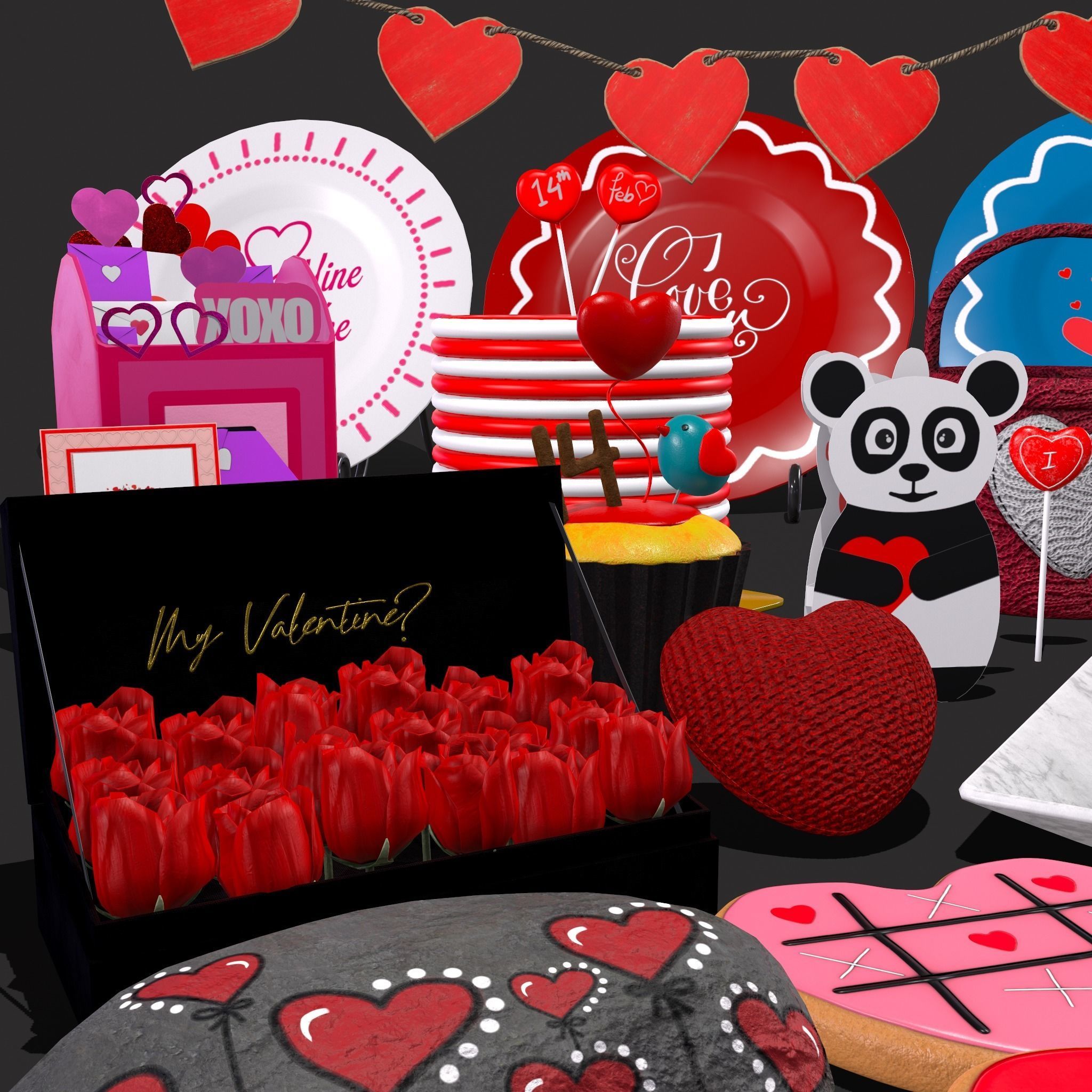 Valentines Day Large Prop Pack 3D Model Collection_15