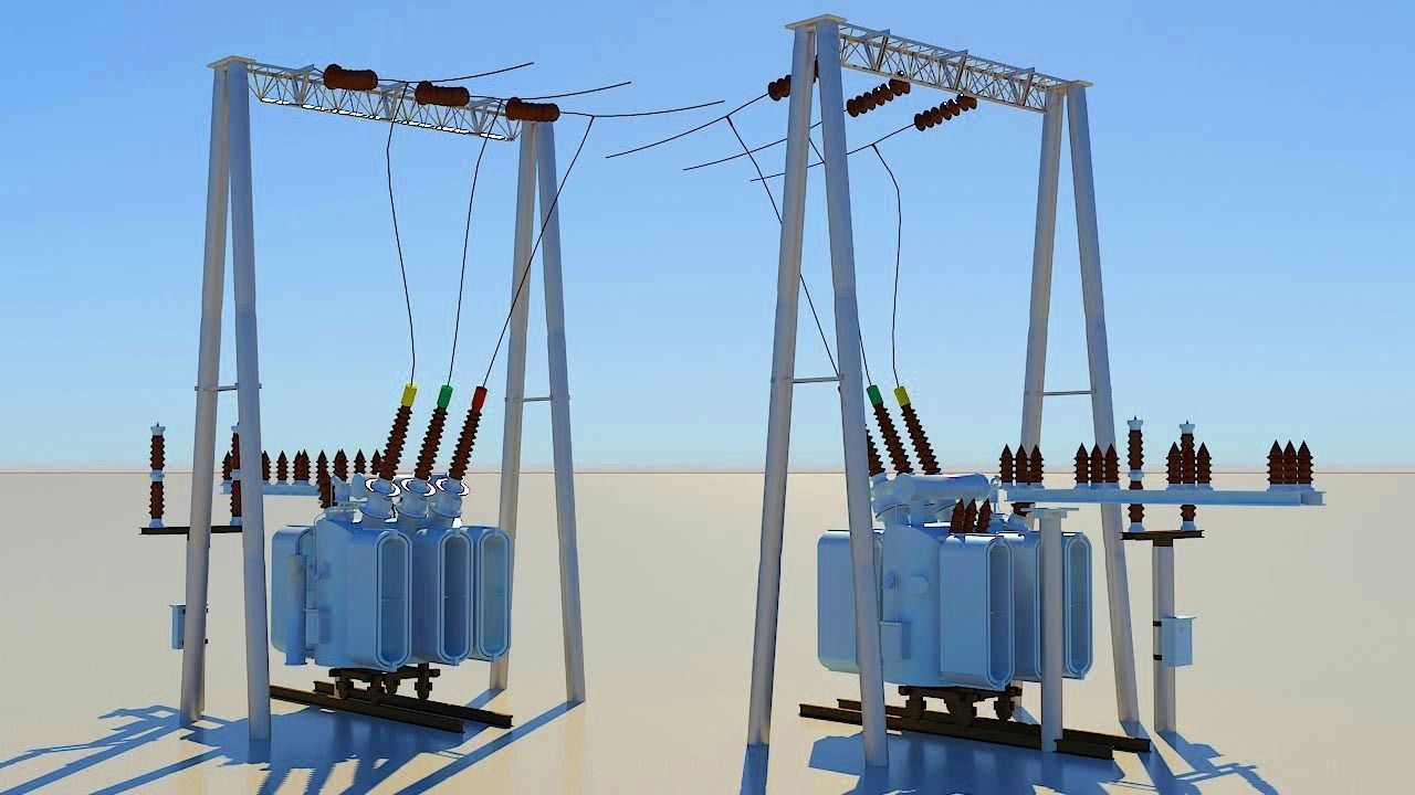 Substation equipment 3D Model Low-poly 3D model_1