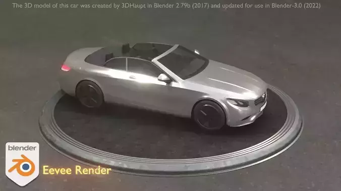 City Car 73 Top-Class Cabrio Open Type-A Silver Low-poly 3D model