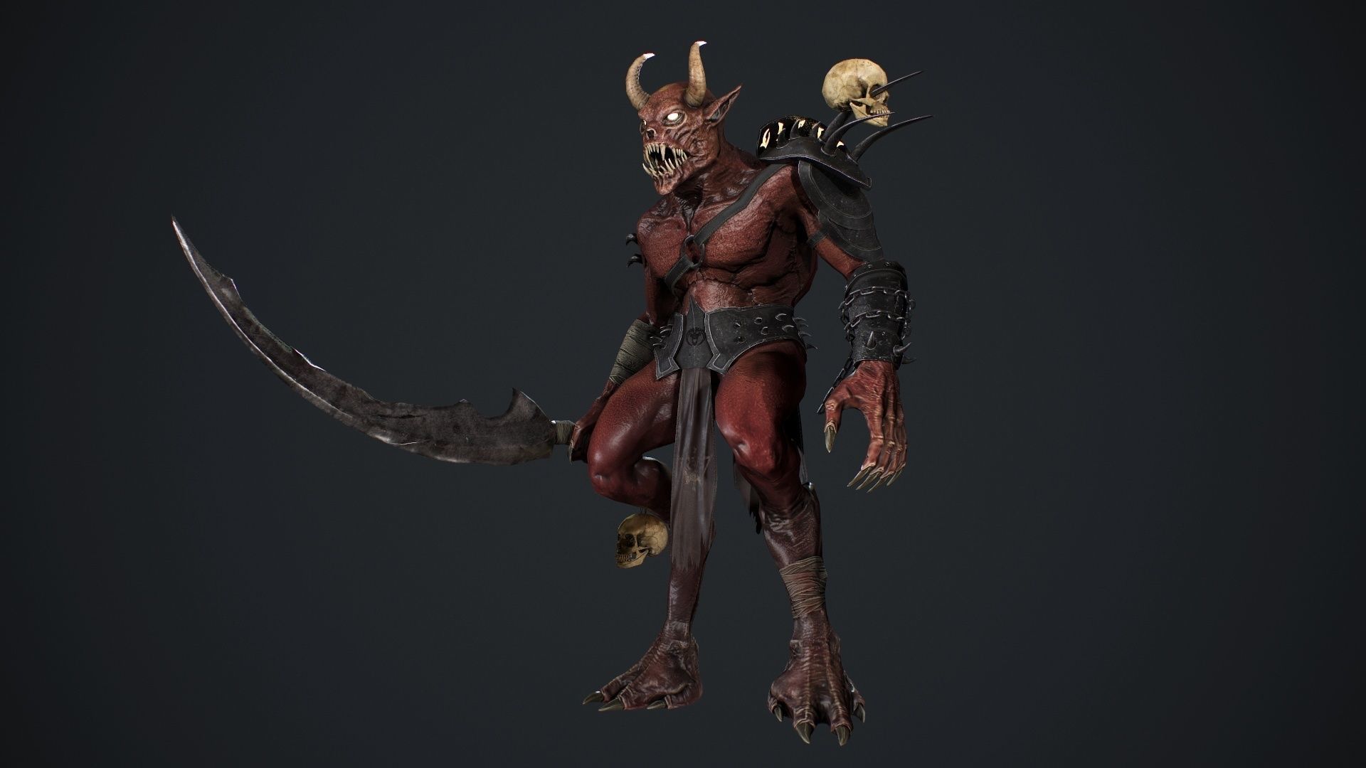 Demon 2 holding sword Low-poly 3D model_11