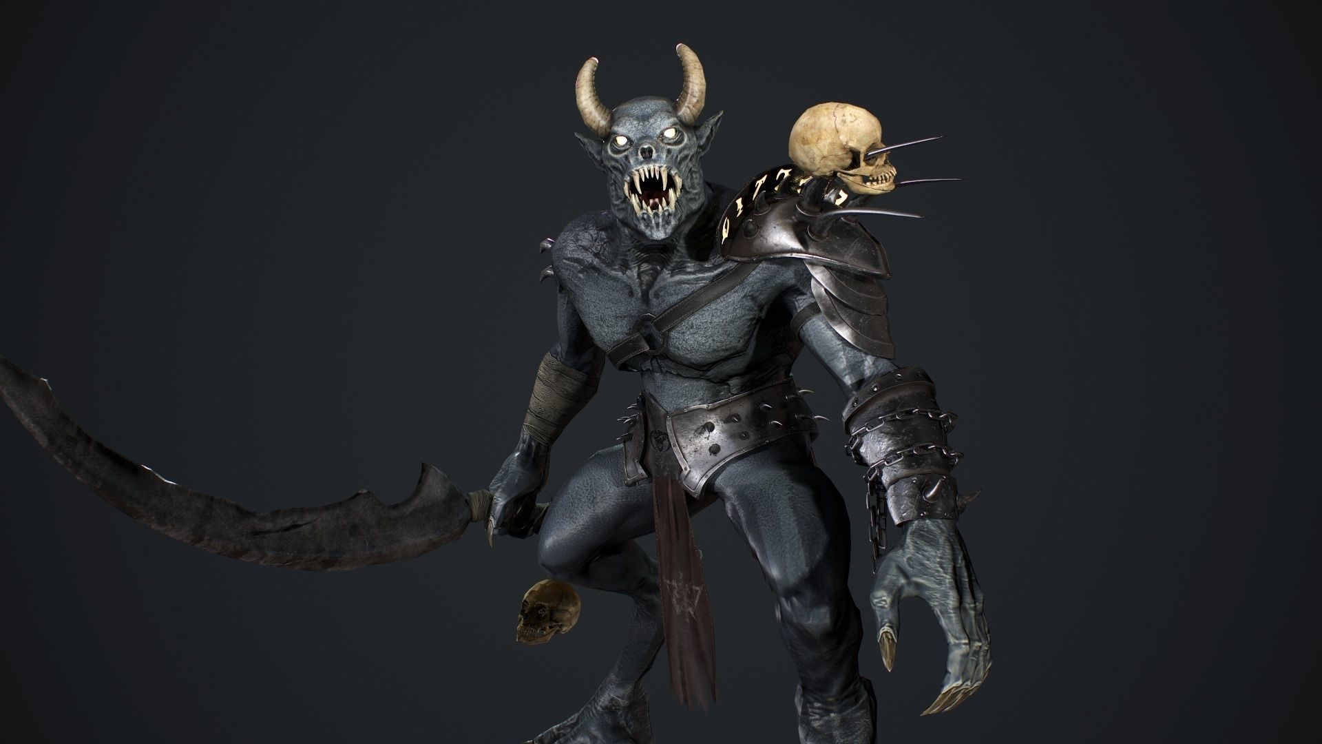 Demon 2 holding sword Low-poly 3D model_14