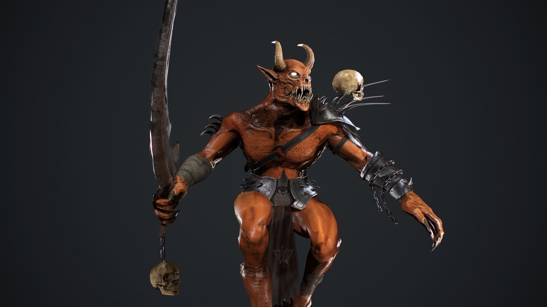 Demon 2 holding sword Low-poly 3D model_23