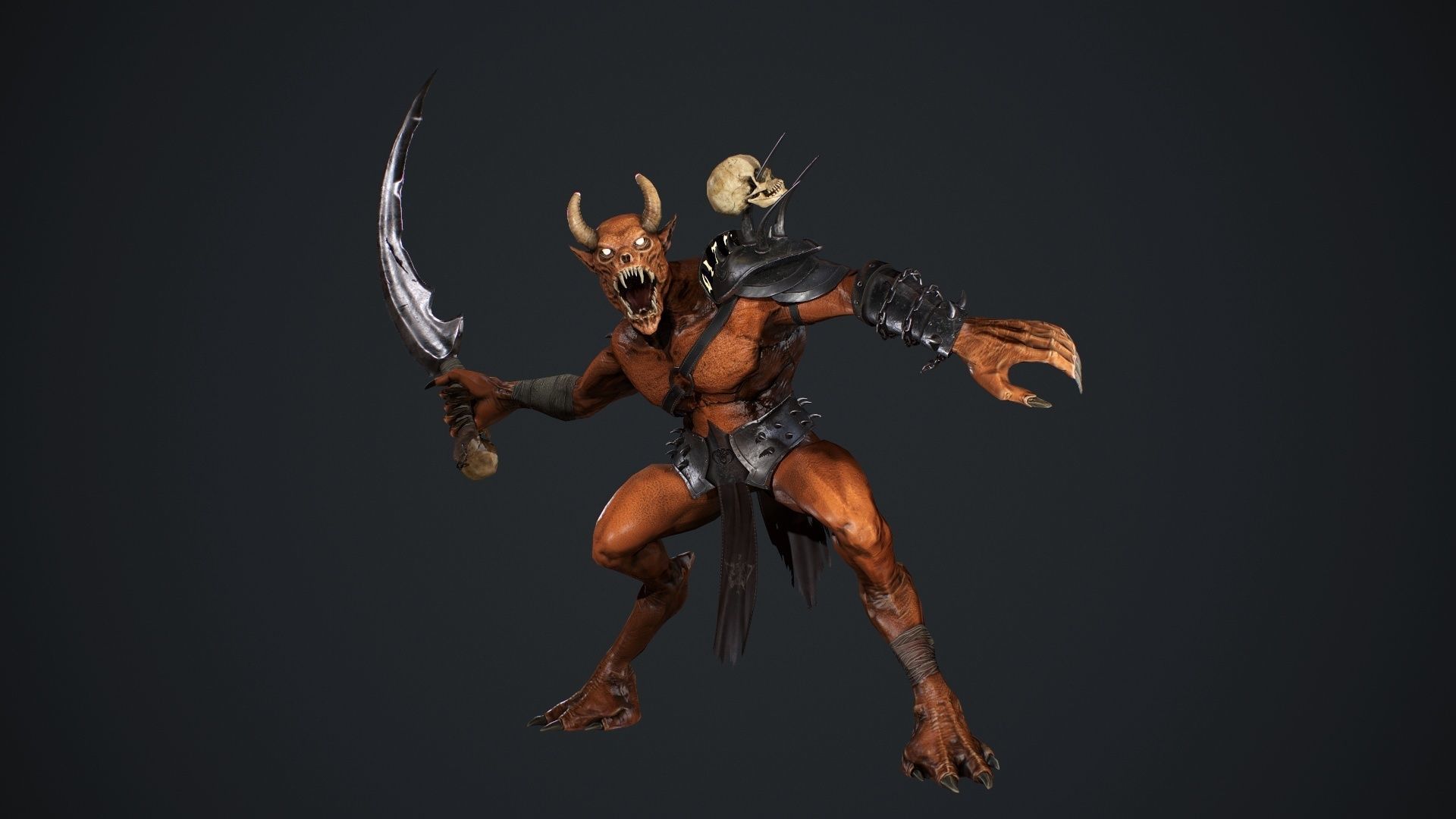 Demon 2 holding sword Low-poly 3D model_22