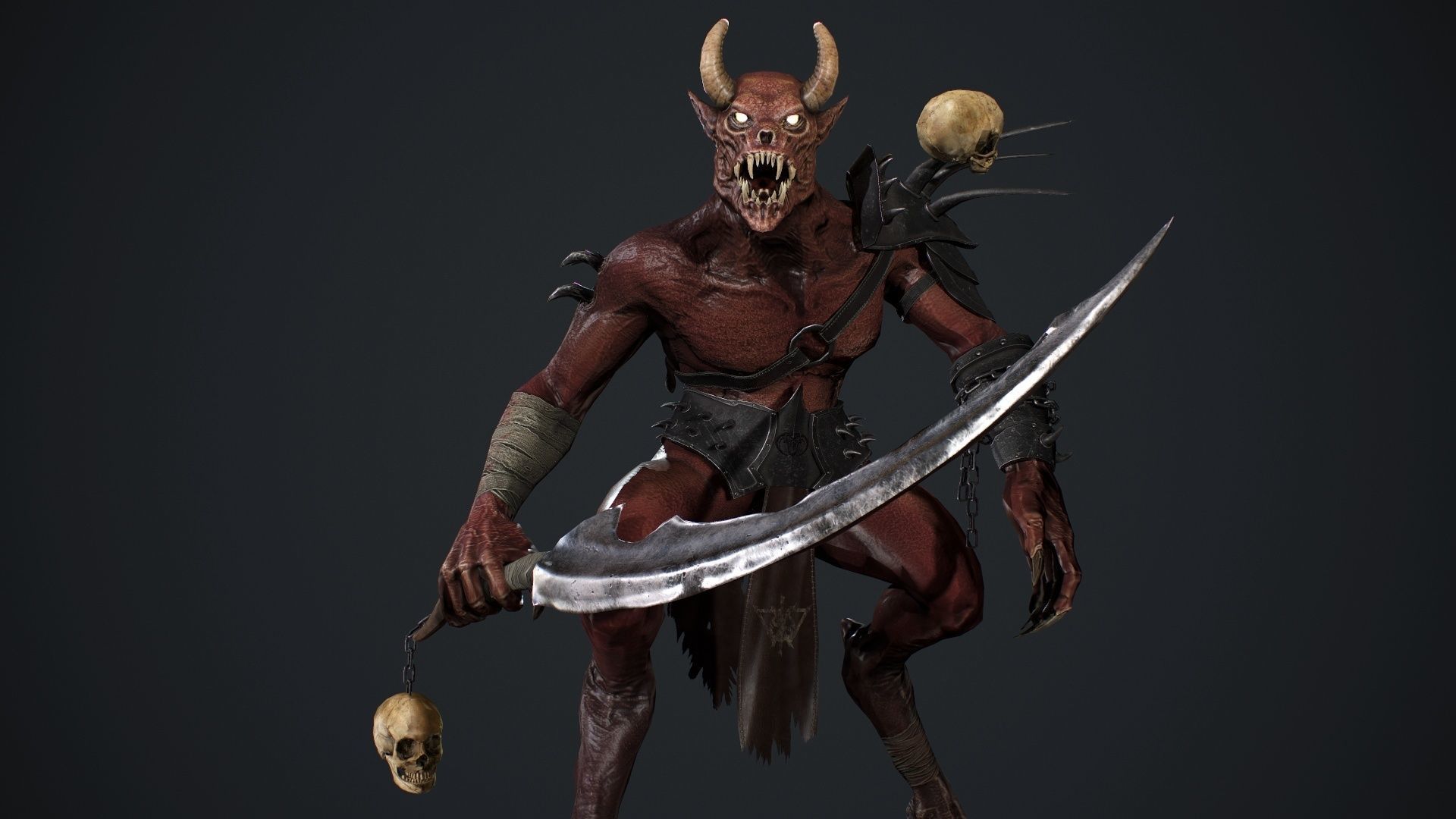 Demon 2 holding sword Low-poly 3D model_5