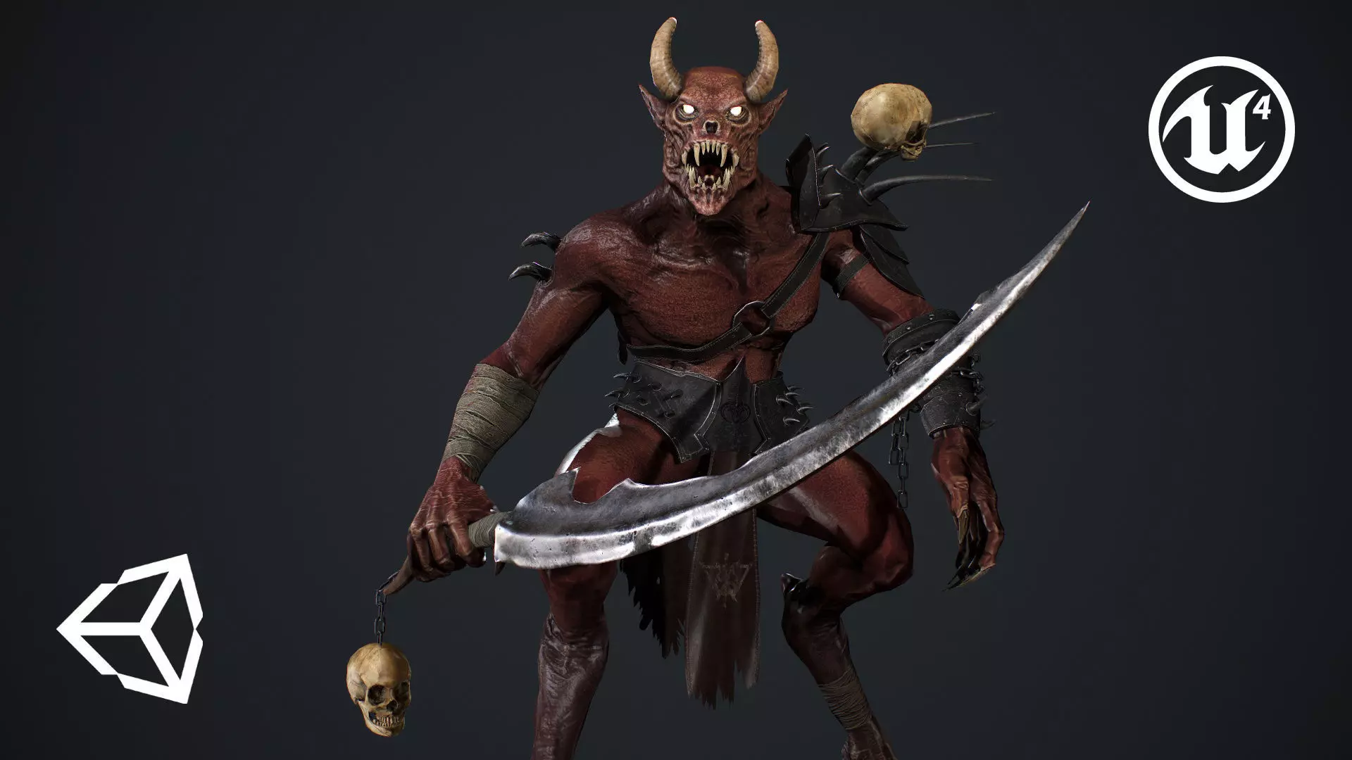 Demon 2 holding sword Low-poly 3D model_0