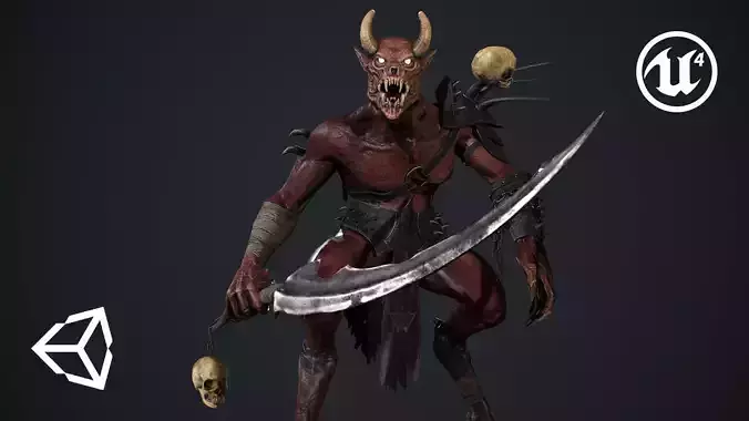 Demon 2 holding sword Low-poly 3D model