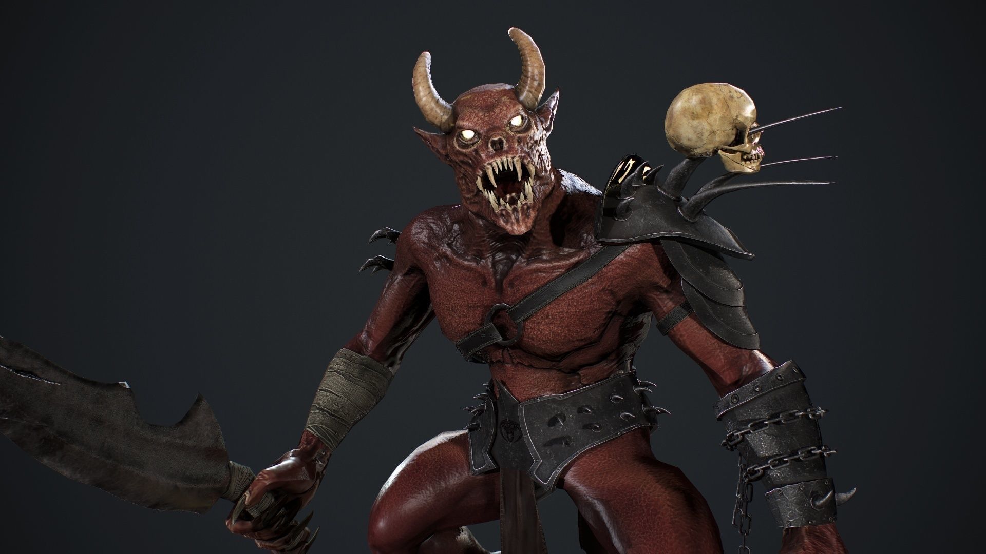 Demon 2 holding sword Low-poly 3D model_12