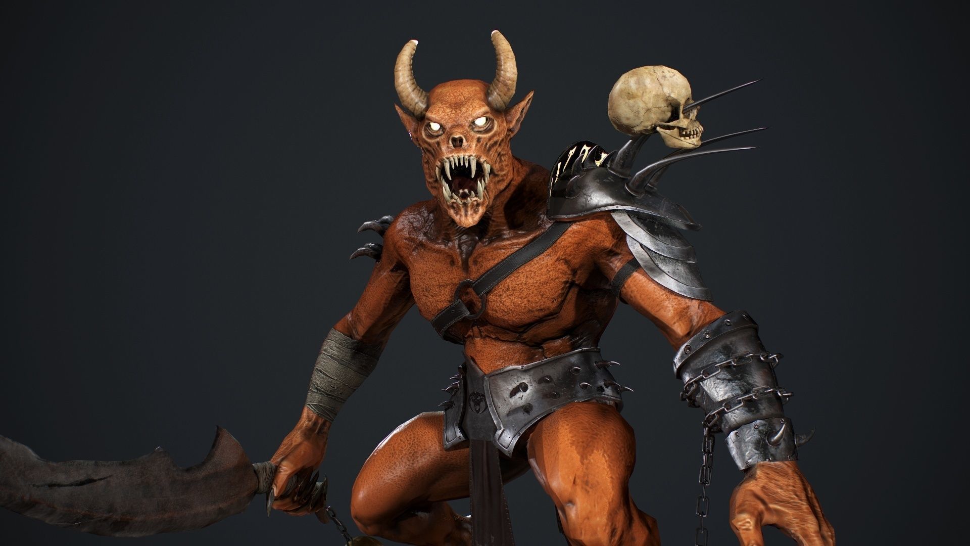 Demon 2 holding sword Low-poly 3D model_20