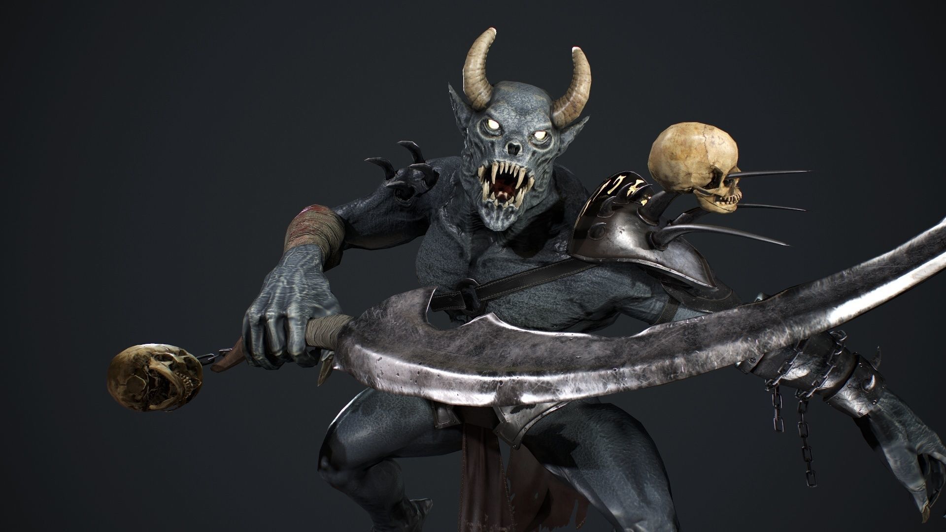 Demon 2 holding sword Low-poly 3D model_17